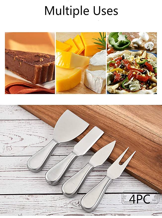 20-Piece Stainless Steel Cheese & Butter Spreader Knife Set with Porcelain and Wooden Handles - Mini Serving Utensils for Cheese Boards, Charcuterie, Holiday Parties & Christmas Gifts