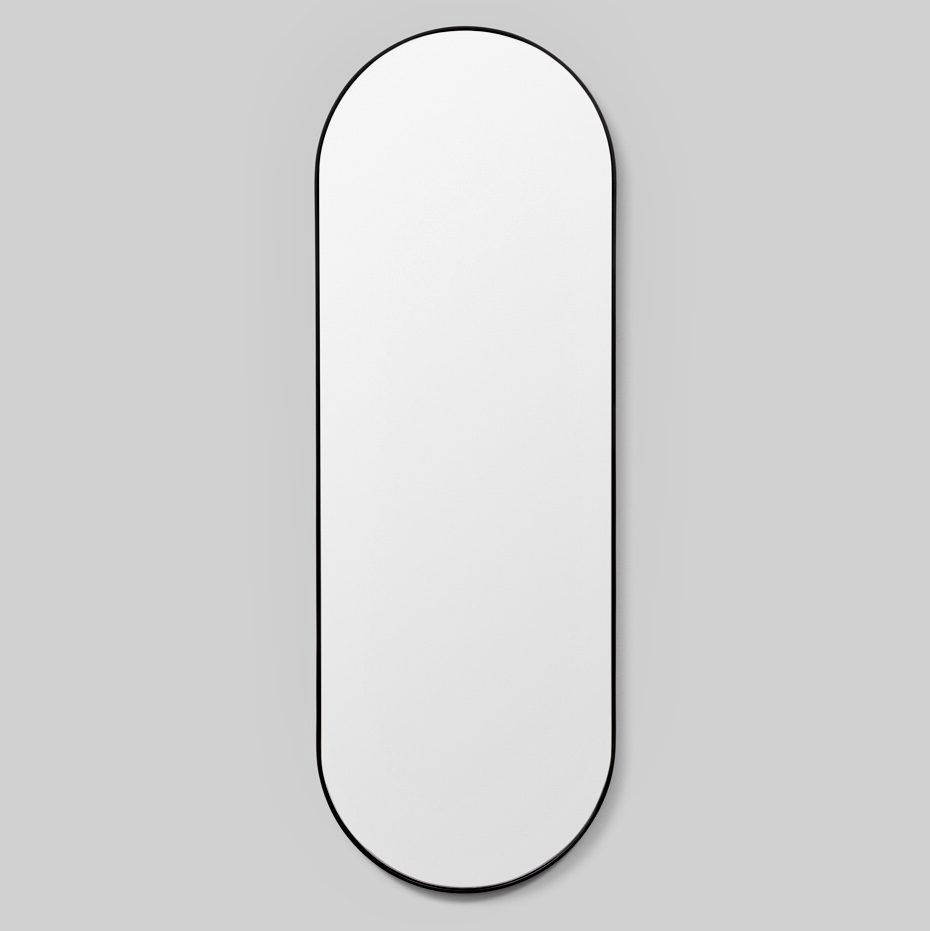 MIDDLE OF NOWHERE Bjorn Oval Mirror - Black Wall Decor (50x145cm) | Modern Home Decoration for Living Room, Bedroom & Entryway