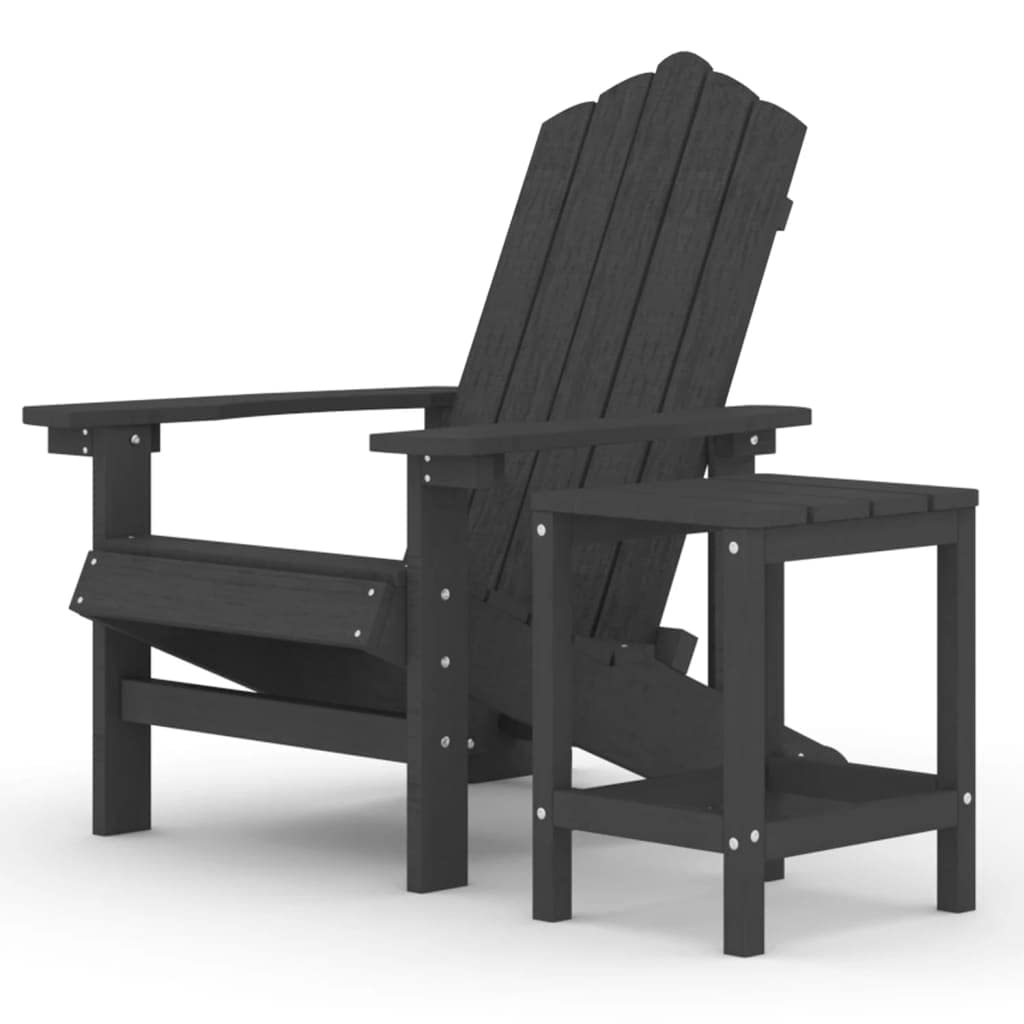 Premium HDPE Adirondack Chair Set with Side Table - Durable Outdoor Patio Furniture in Anthracite for Backyard, Garden & Poolside Relaxation