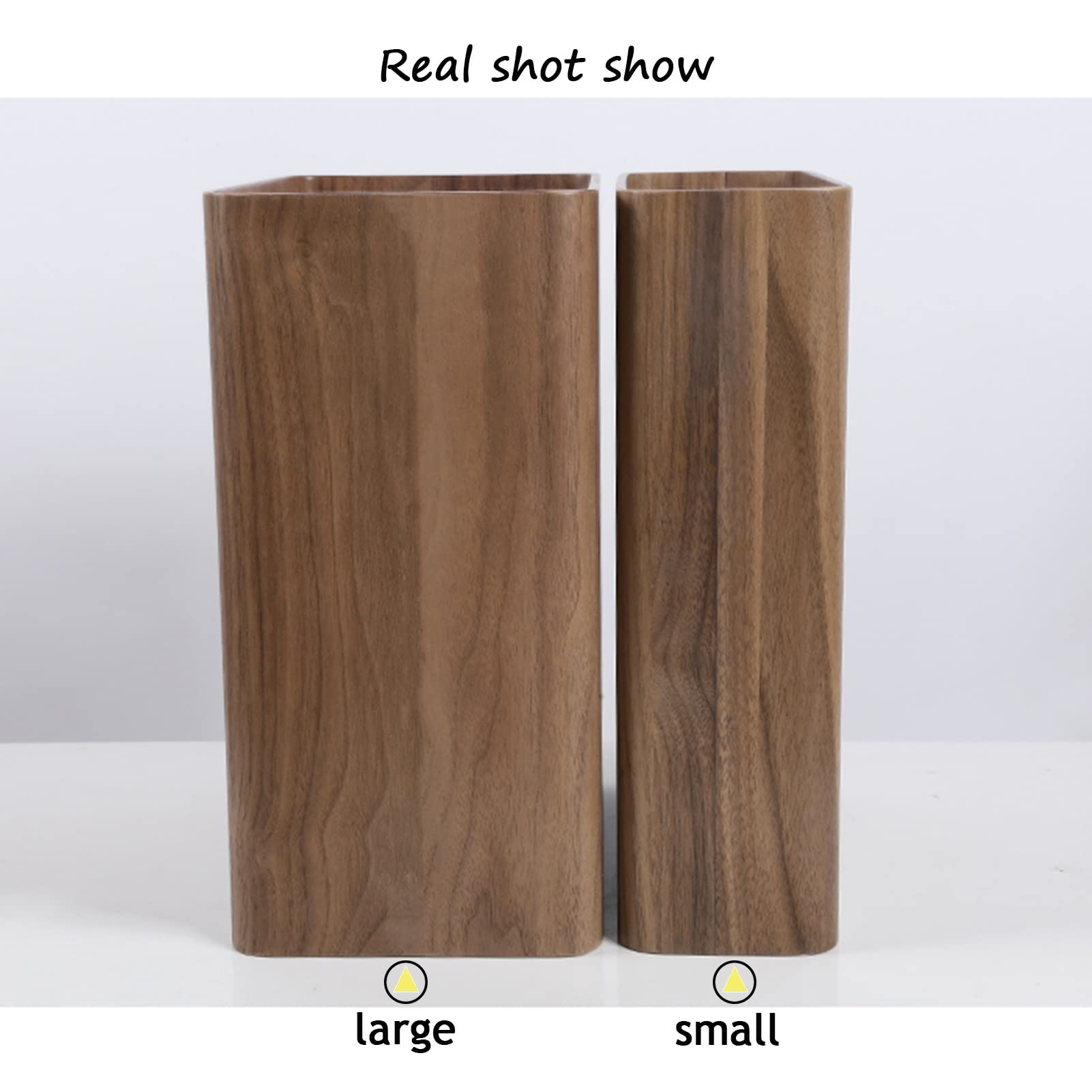 Walnut Wood Trash Can - 26 x 16 x 32cm Narrow Waste Bin for Bedroom, Bathroom, Office & Living Room | Uncovered Garbage Container for Home Storage & Paper Recycling