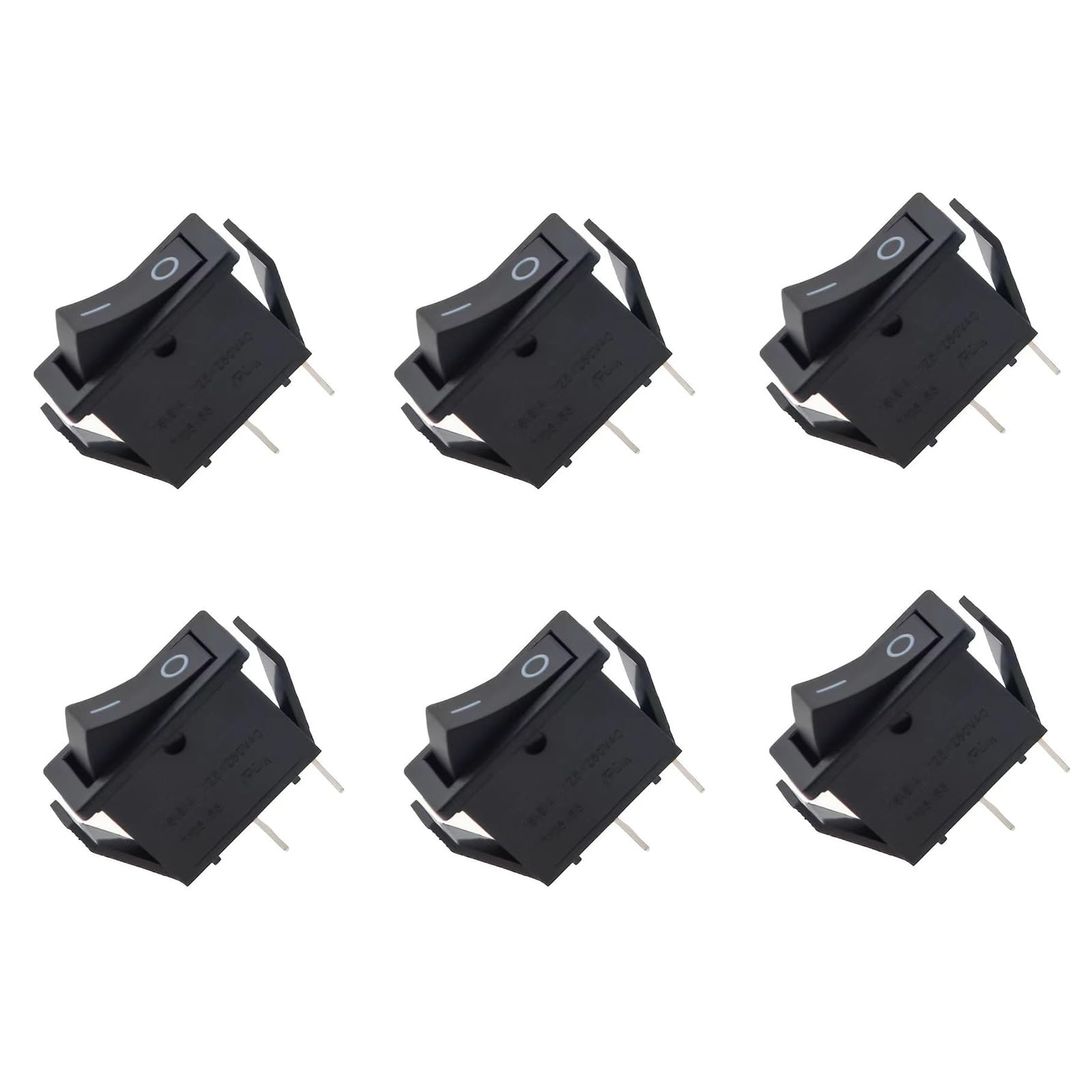 6PCS KCD3 2 Prong Toggle Switch - Waterproof Boat Rocker Power Switch for Cars, Electrical Appliances, Instruments, Boats & Marine Use - Black (On/Off Control for Automotive, Marine & Industrial Equipment)