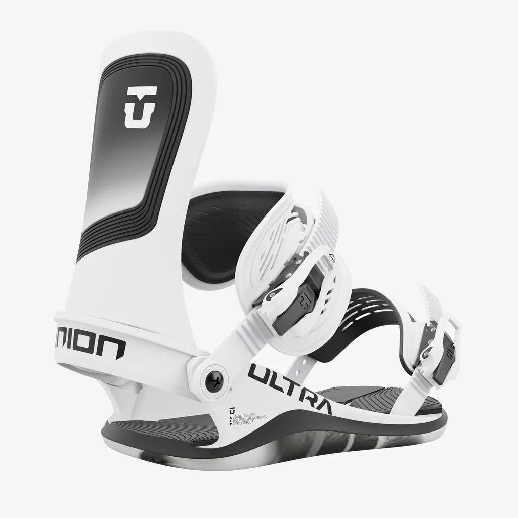 Union Ultra Binding 2025 Snowboard Bindings - White - Perfect for All-Mountain Riding & Freestyle Snowboarding