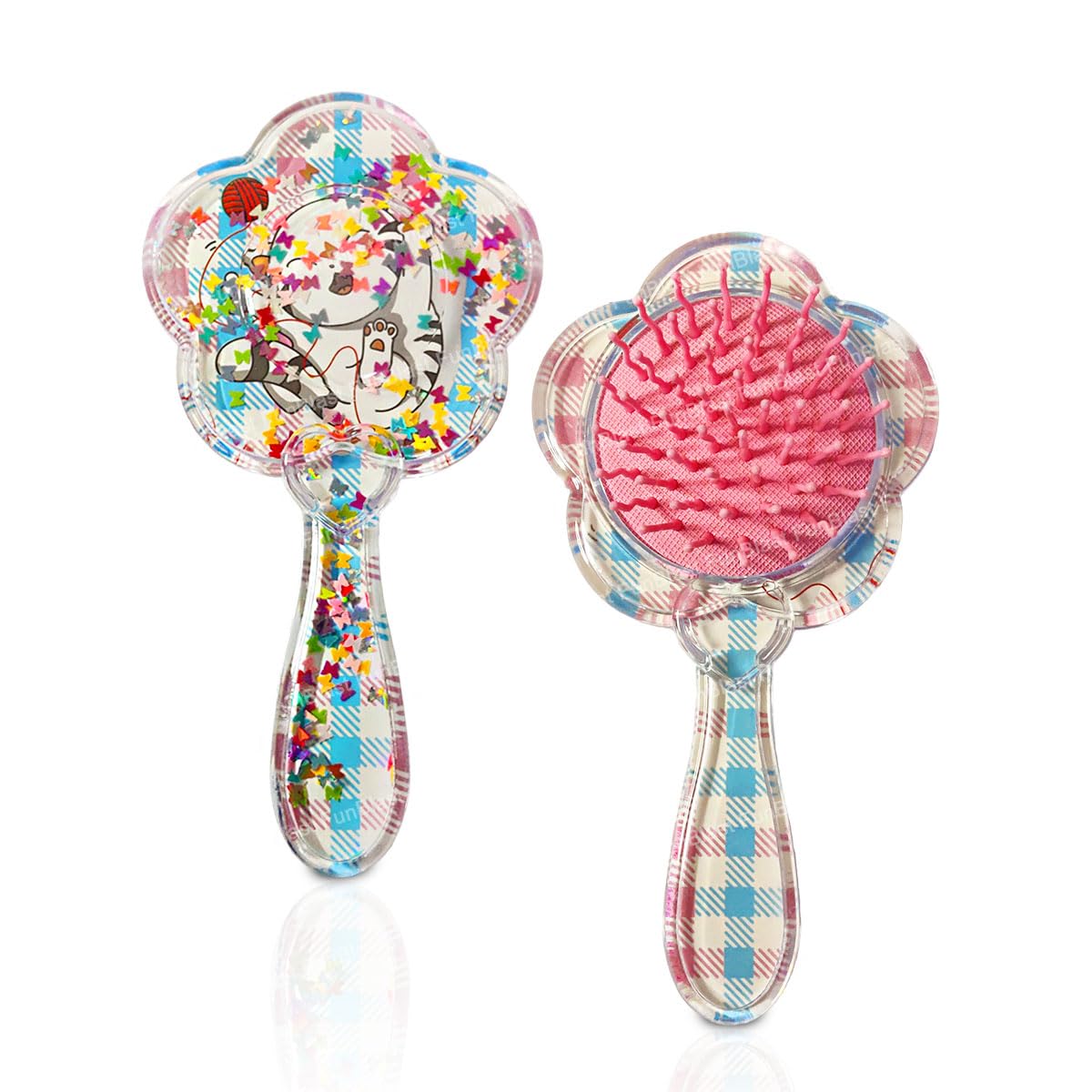 FunBlast Glitter Hair Brush Comb for Girls & Women – Flower Shape Hair Comb & Brush Set for Kids, Teens & Adults – Sparkly Hair Accessories for Parties, Weddings & Daily Styling (Random Color)
