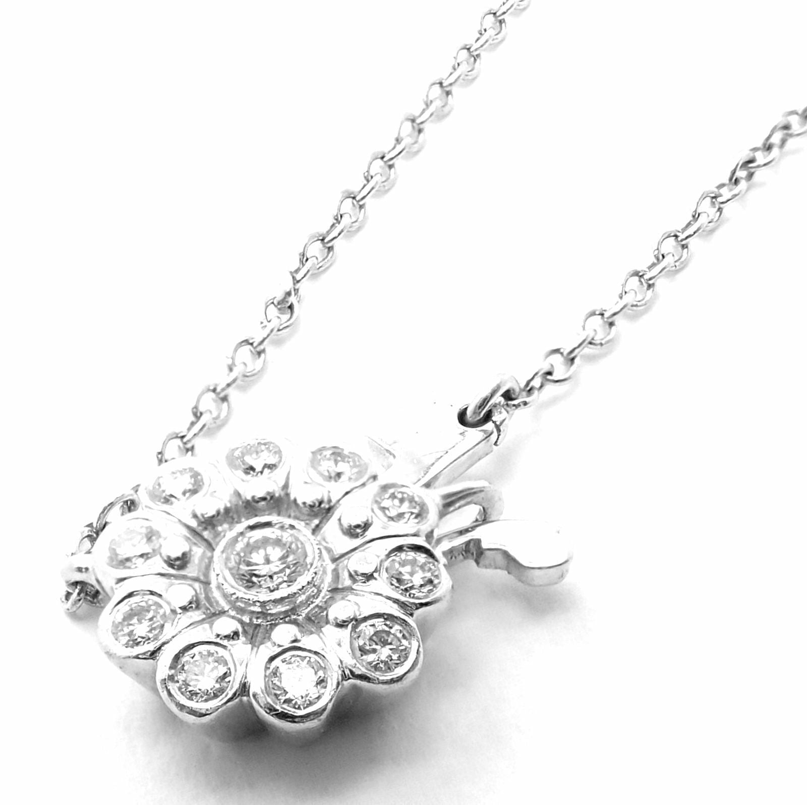 Authentic Tiffany & Co Platinum Diamond Large Daisy Flower Pendant Necklace for Women - Elegant Daisy Flower Jewelry Gift for Anniversary, Birthday & Special Occasions