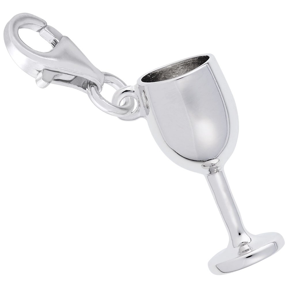 Wineglass Charm with Lobster Claw Clasp - Jewelry Charms for
