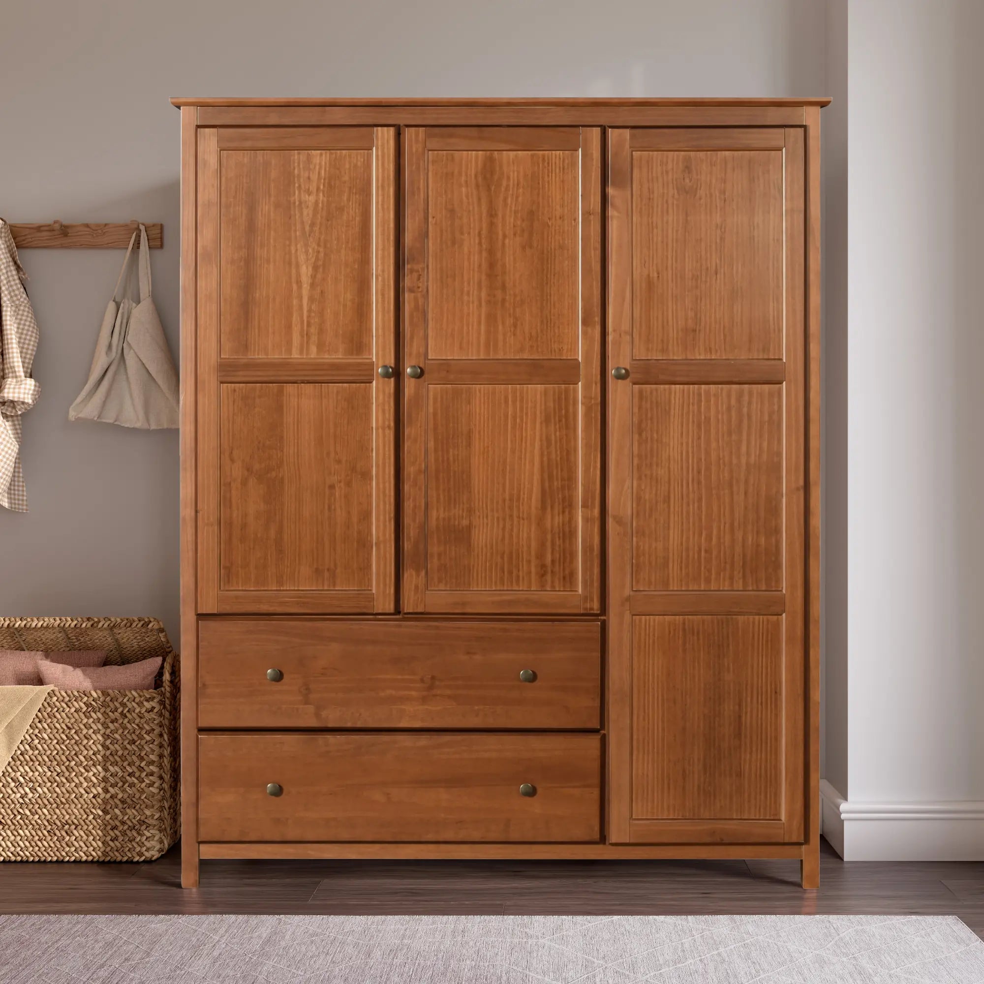 3-Door Shaker Style Wardrobe Closet - Modern Storage for Bedroom, Living Room & Office Organization