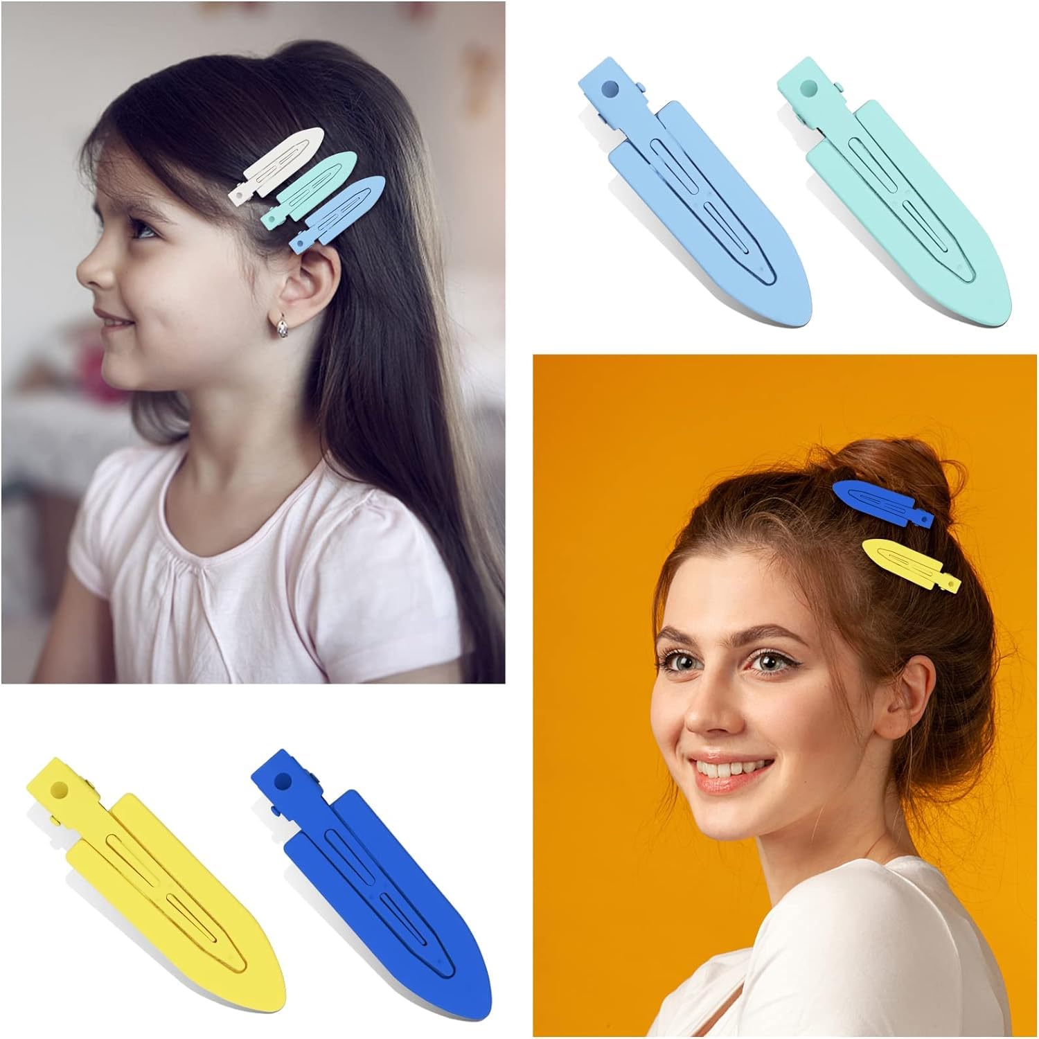 5-Piece No Bend Hair Clips Set - Translucent Glitter Hair Clips for Women & Girls, No Crease Hair Accessories for Makeup, Styling & Salon Use