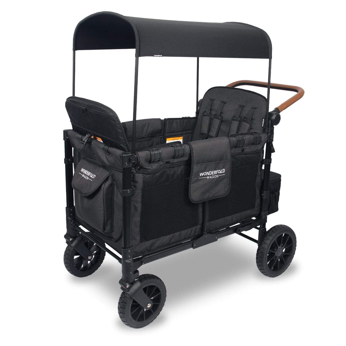 WONDERFOLD W4 Luxe Stroller Wagon - 4 Seat All-Terrain Baby Stroller with Canopy & Storage | Black | Open Box | Perfect for Family Outings, Beach Trips & Park Adventures