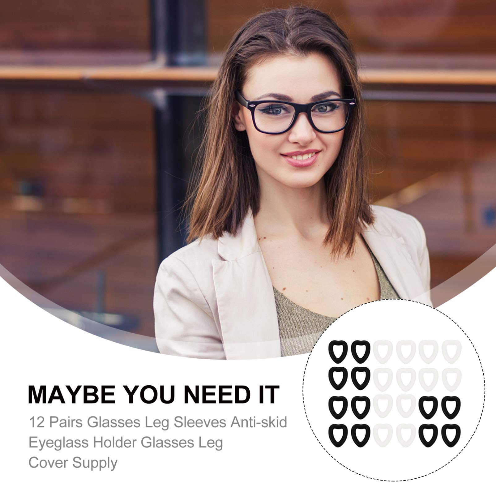 Heart Shaped Women's Sunglasses - 12 Pairs with Ear Grips & Anti-Slip Retainer - Black & White Cat Eye Glasses for Outdoor Activities, Beach & Fashion Accessories