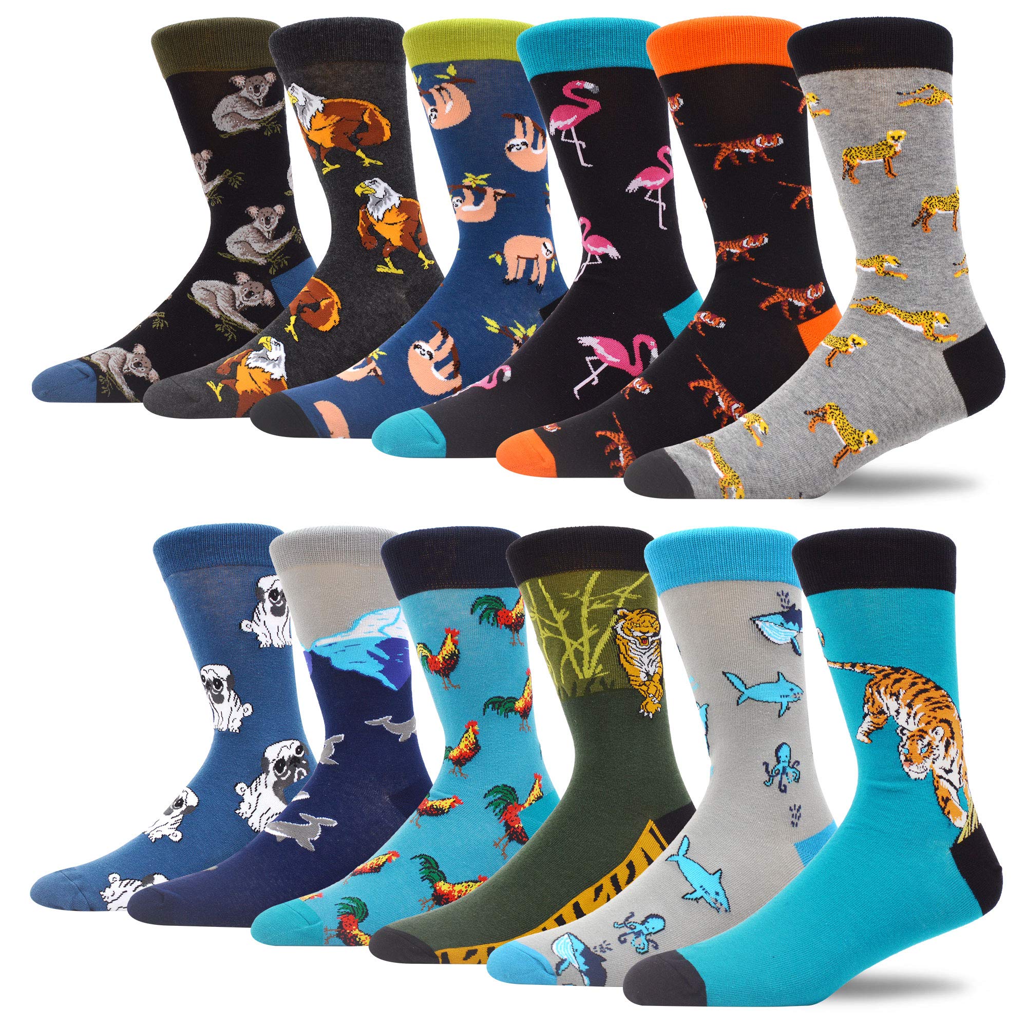 MAKABO Funny Novelty Socks for Men - Colorful Casual Crew Dress Socks (3-Pack) - Perfect for Gifts, Office Wear & Costume Parties