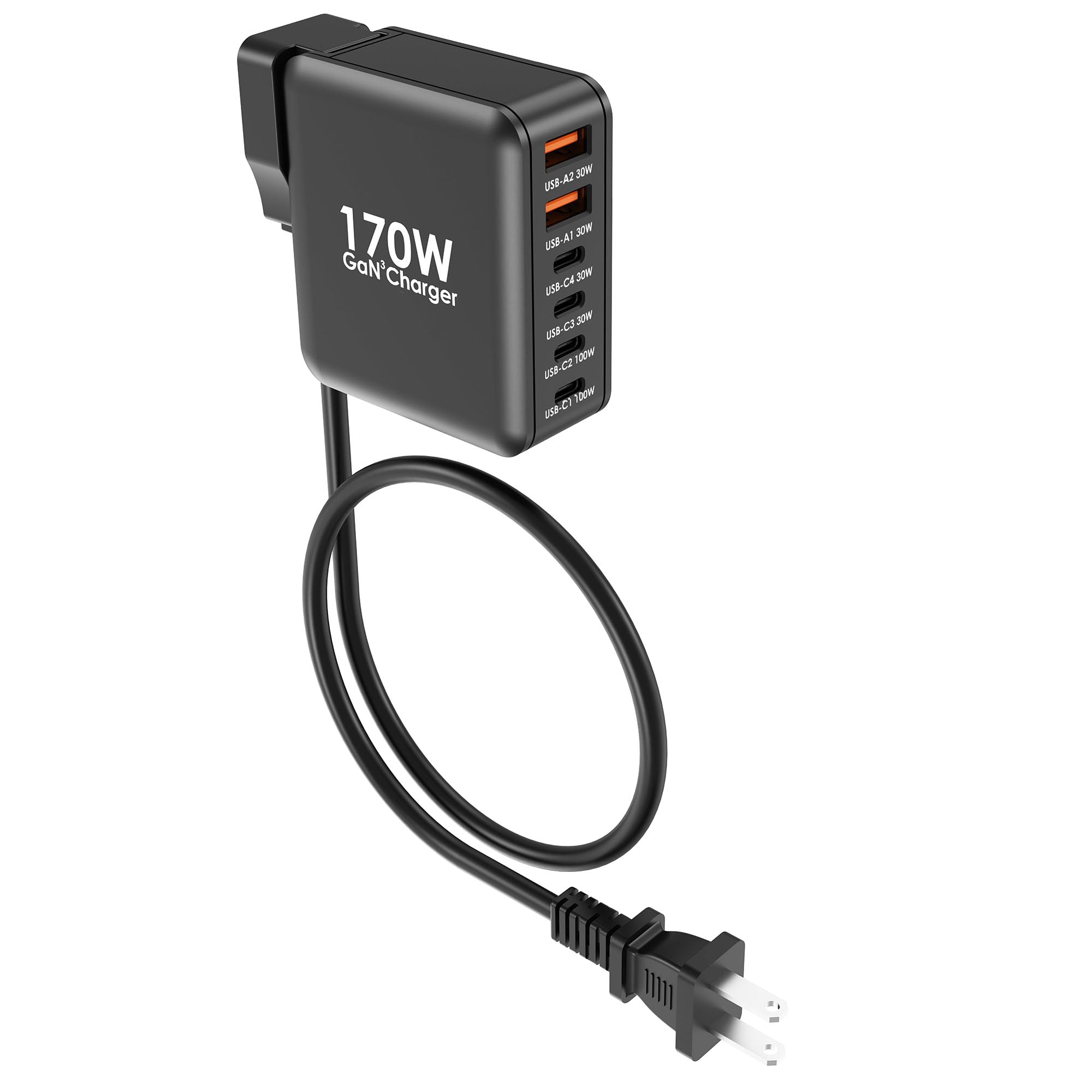 CHIPOFY 170W GaN USB C Charger Station - 100W PD & 65W Super Fast Charging, Compact Travel Power Adapter for MacBook Pro/Air, iPhone 14/13/12 Series - Perfect for Home, Office & Travel Charging Needs