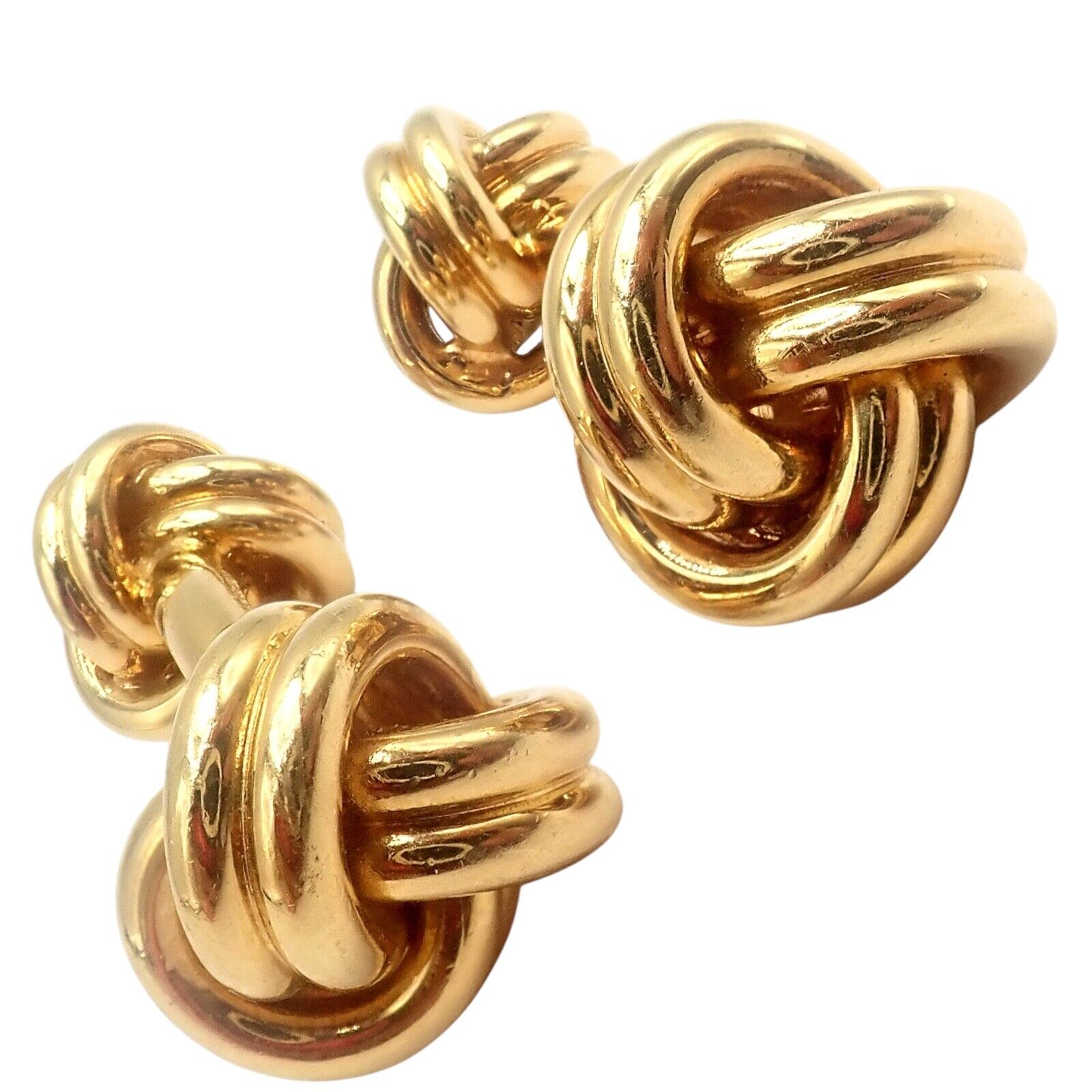 Vintage Tiffany & Co 18k Yellow Gold Classic Love Knot Cufflinks - Luxury Men's Jewelry Gift for Wedding, Anniversary & Formal Events