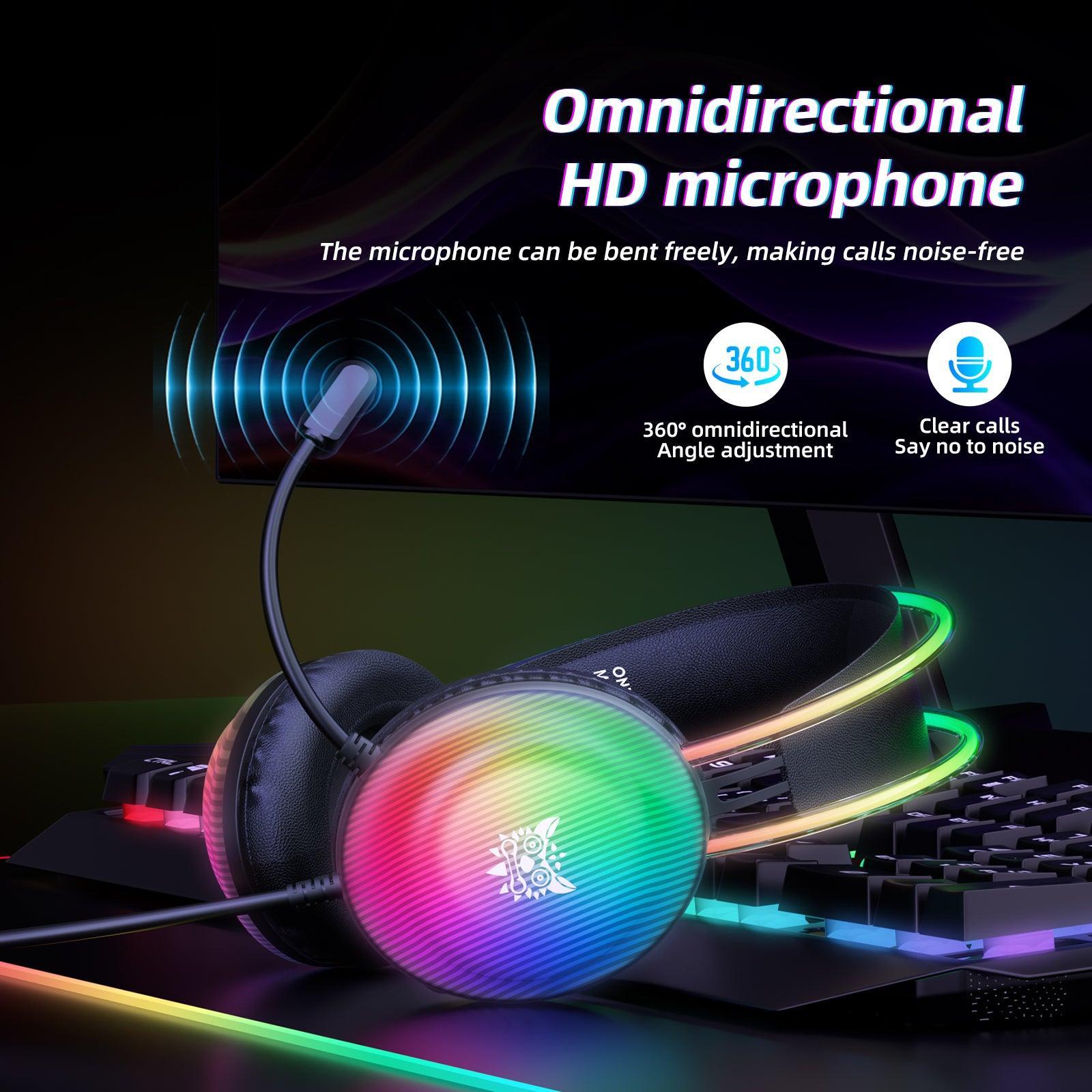 ONIKUMA X29 RGB Gaming Headset with Stereo Surround Sound, Omnidirectional HD Mic - Compatible with PC, PS4, Xbox & Phone - Perfect for Gaming, Streaming & Online Meetings