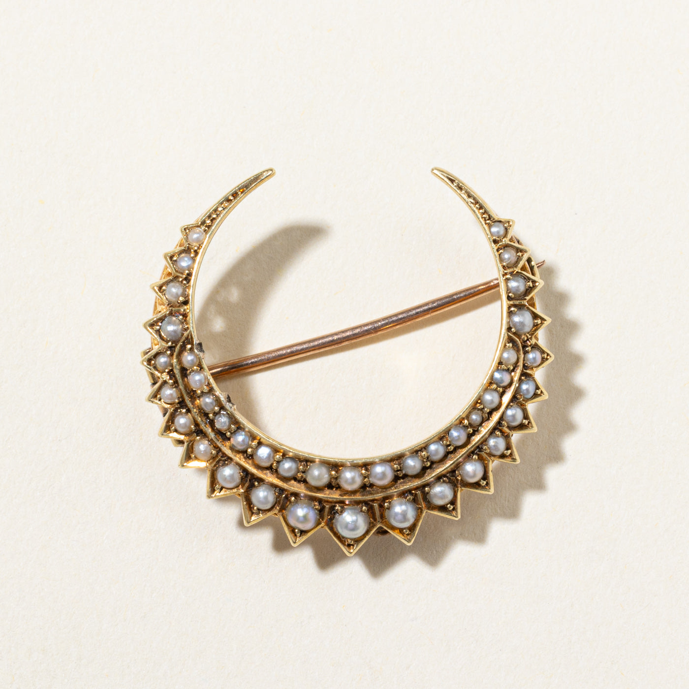 Victorian Style Crescent Moon Seed Pearl Brooch - Antique Inspired Jewelry for Women, Vintage Bridal Hair Pin, Gothic Wedding Accessories | Perfect for Evening Gala, Prom, Vintage Themed Parties & Romantic Gifts