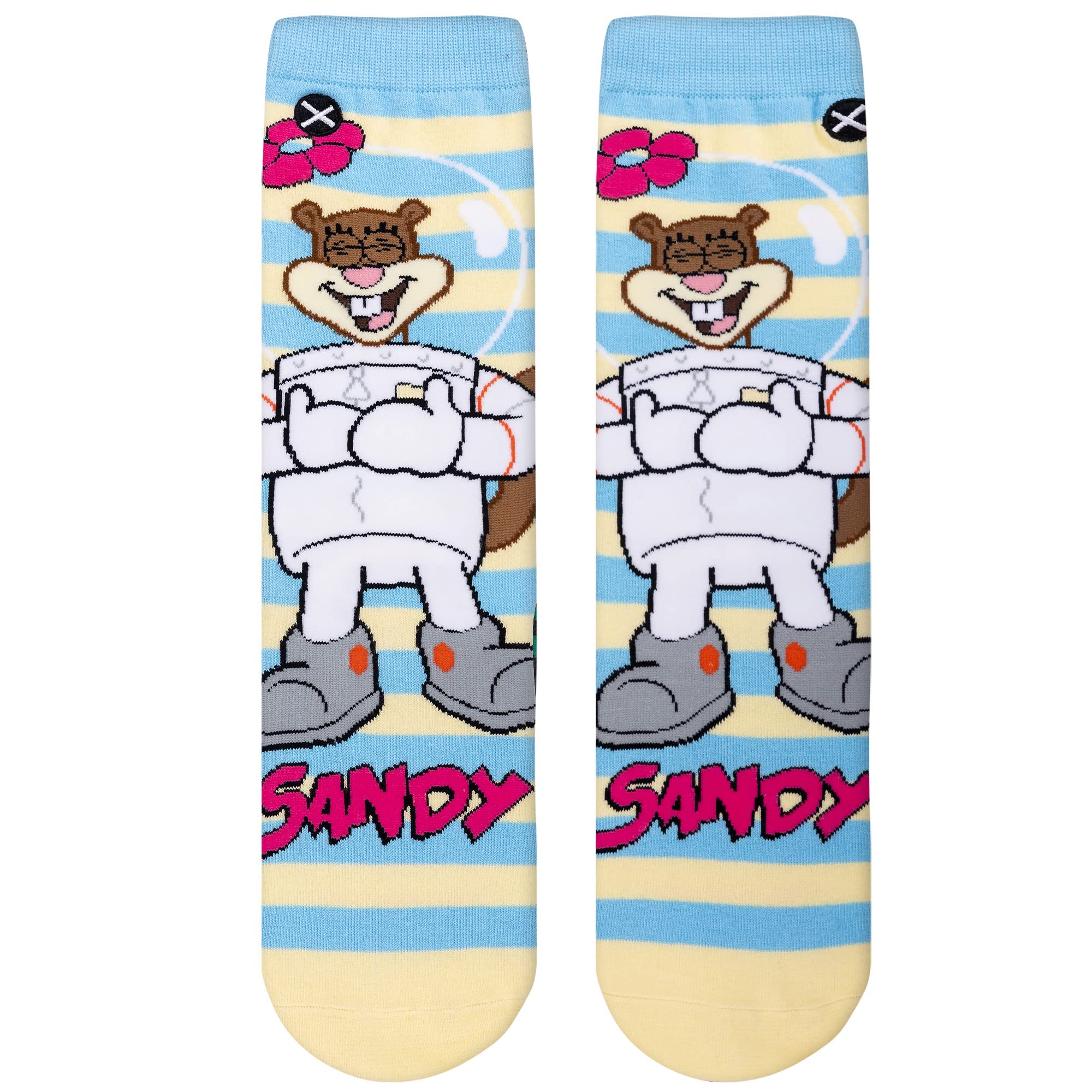 SpongeBob Cartoon Socks for Women - Nickelodeon Sandy Cheeks Novelty Crew Socks (Large) - Fun & Comfortable Socks for Cosplay, Gifts, and Daily Wear