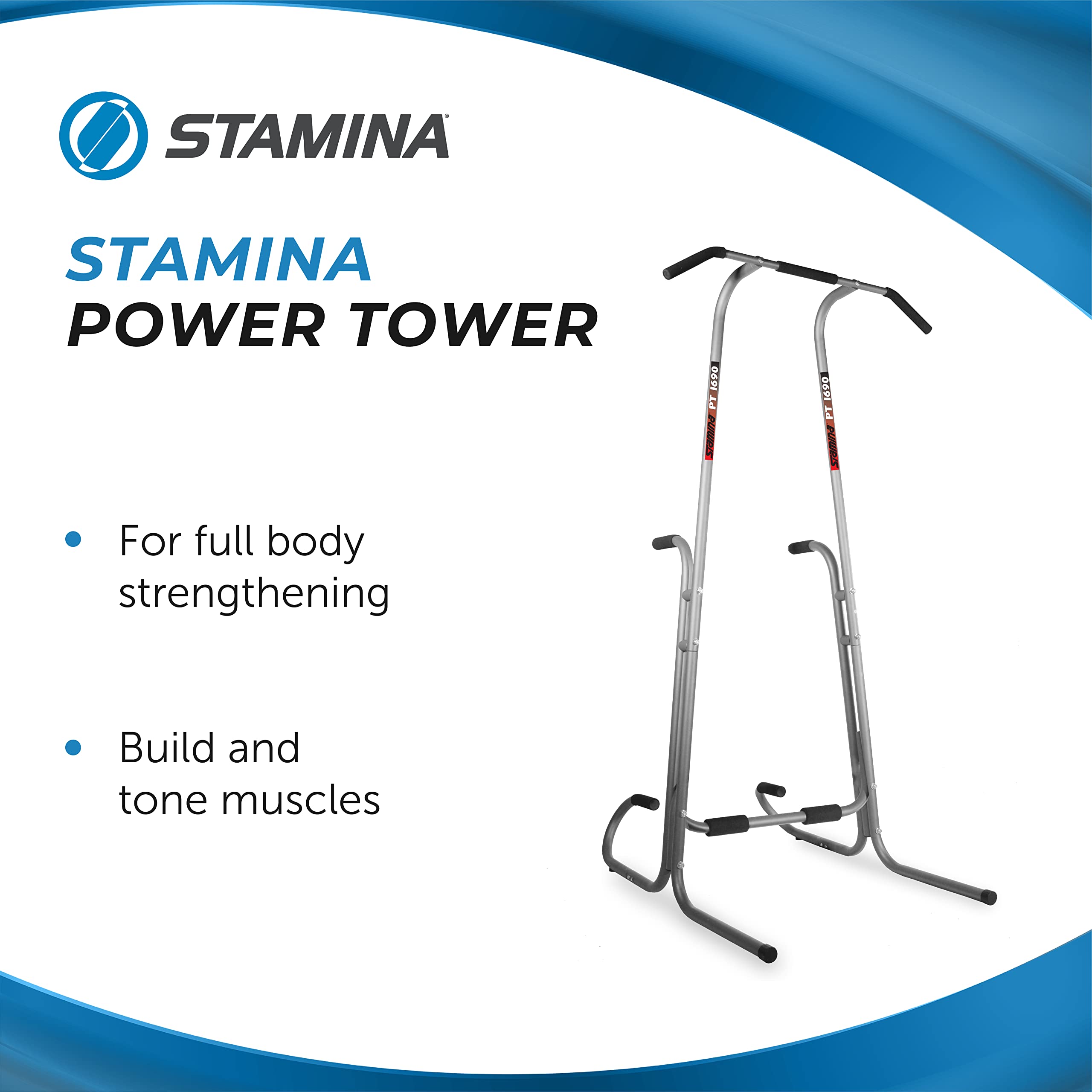 Stamina Power Tower - Heavy Duty Dip Bar & Pull Up Station for Home Gym - 250 lbs Weight Capacity - Perfect for Strength Training & Bodyweight Exercises