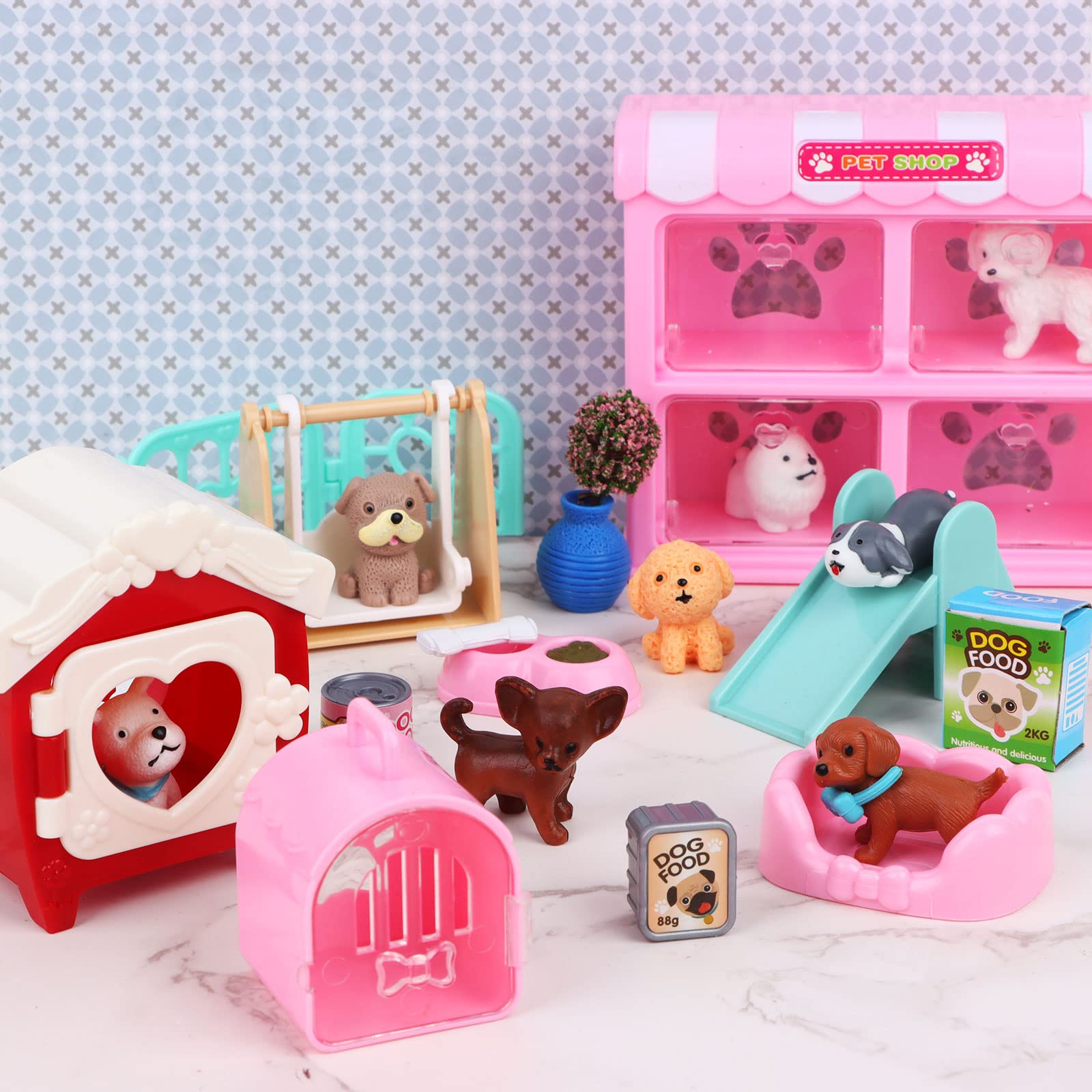 Realistic Dog Figurines Playset - 12PCS Plastic Pet Role Play Toys for Kids, Educational Animal Figures for Pretend Play, Dog Lover Gifts & Cake Toppers - Perfect for Birthday Parties, Classroom Learning & Home Decor