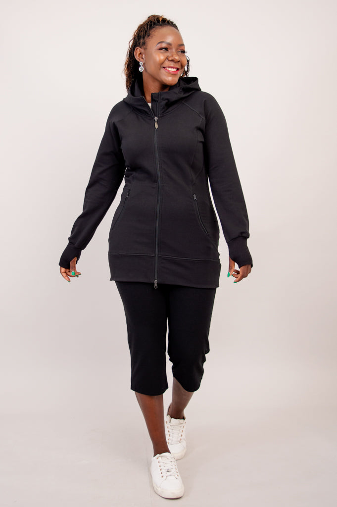 Kendra Jacket - Black Cotton Women's Outerwear for Casual & Office Wear | Lightweight & Stylish