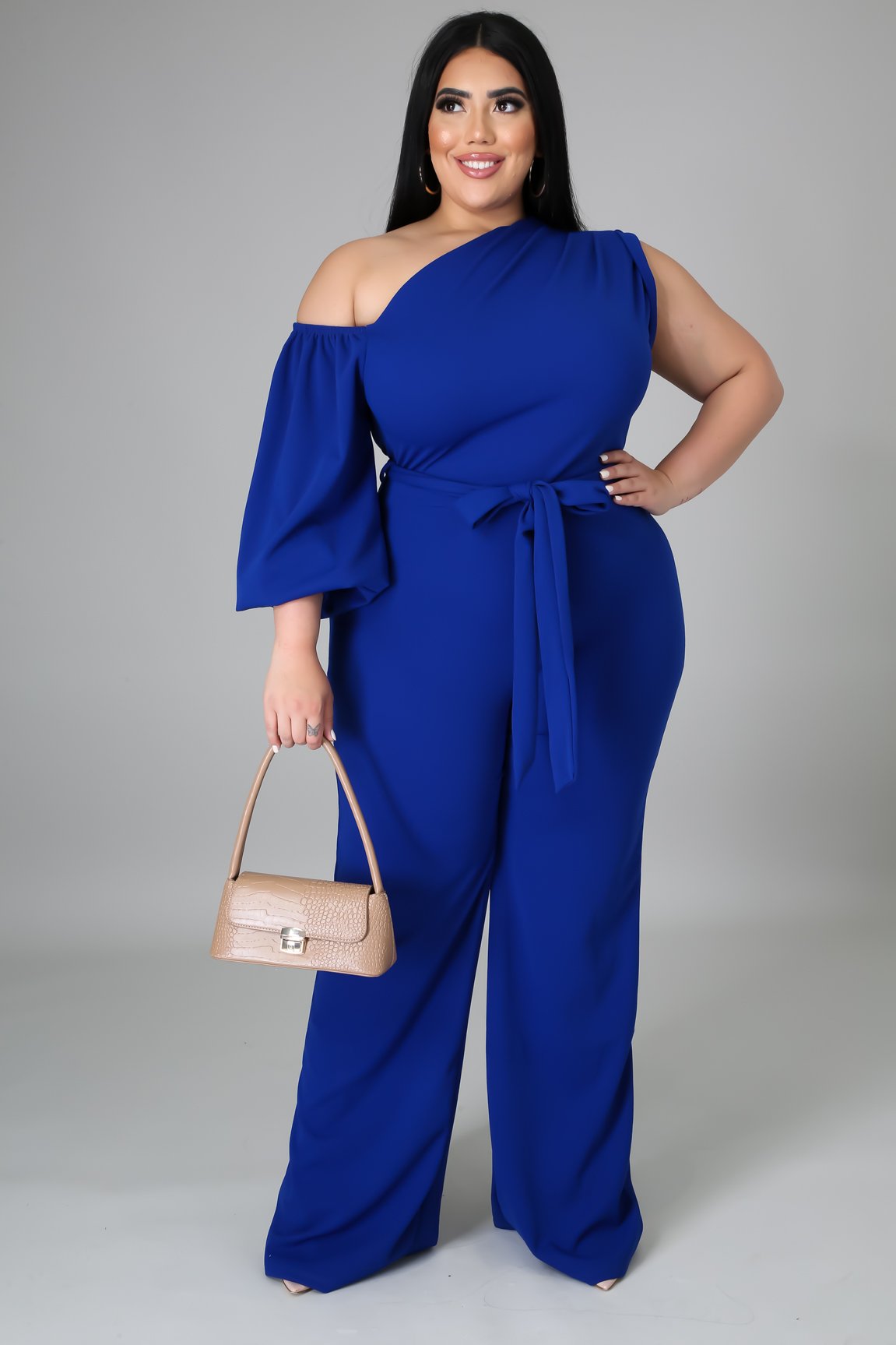 Jazleen Women's Curve Jumpsuit - Elegant Royal Blue One-Piece Romper for Casual Wear, Parties & Special Occasions