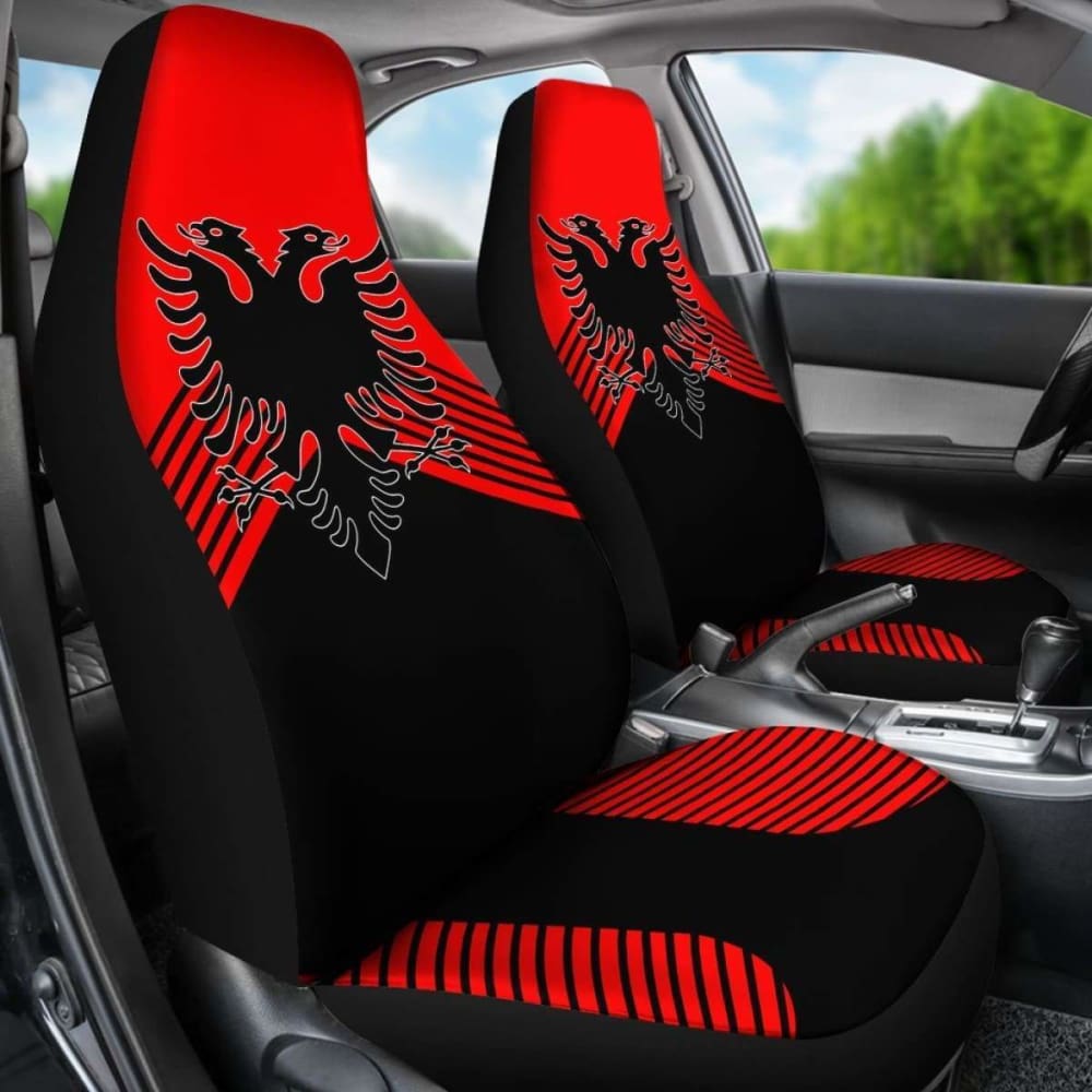 Premium Albania Coat Of Arms Embroidered Car Seat Covers - Durable & Stylish for SUVs, Trucks & Sedans - Perfect for Albanian Pride & Car Protection