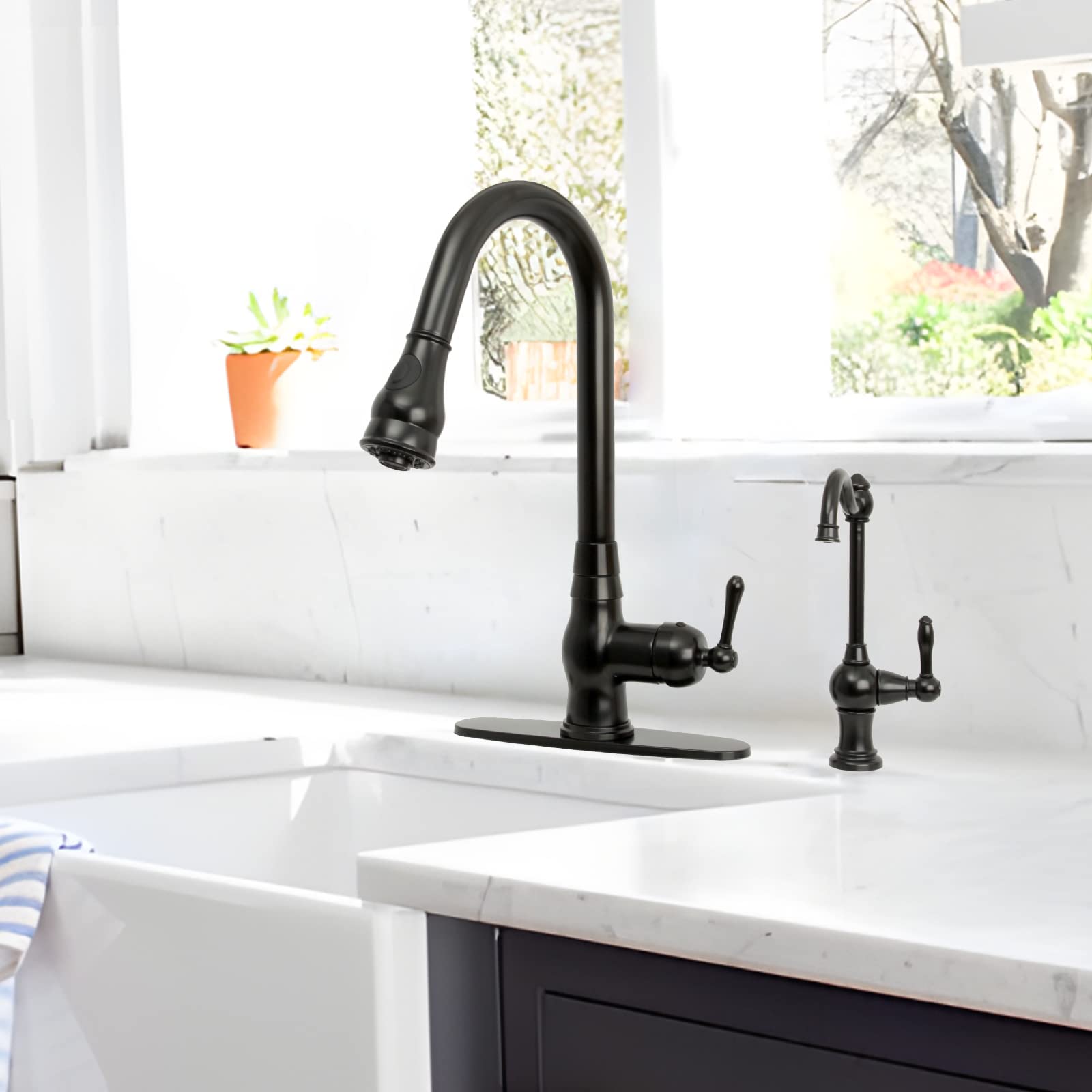 Akicon Lead-Free Brass Kitchen Water Filter Faucet - Matte Black | Fits Most Reverse Osmosis & Water Filtration Systems (Non-Air Gap) | Cold Water Only | Perfect for Clean Drinking Water in Home, Office, or RV