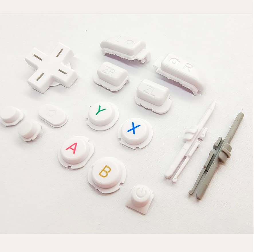 15-Piece Replacement Button Set for New 3DS XL/LL - Includes L/R/ZR/ZL, ABXY, Home, Start, Power, Select & D-Pad Buttons (White) | Perfect for DIY Repairs & Controller Customization