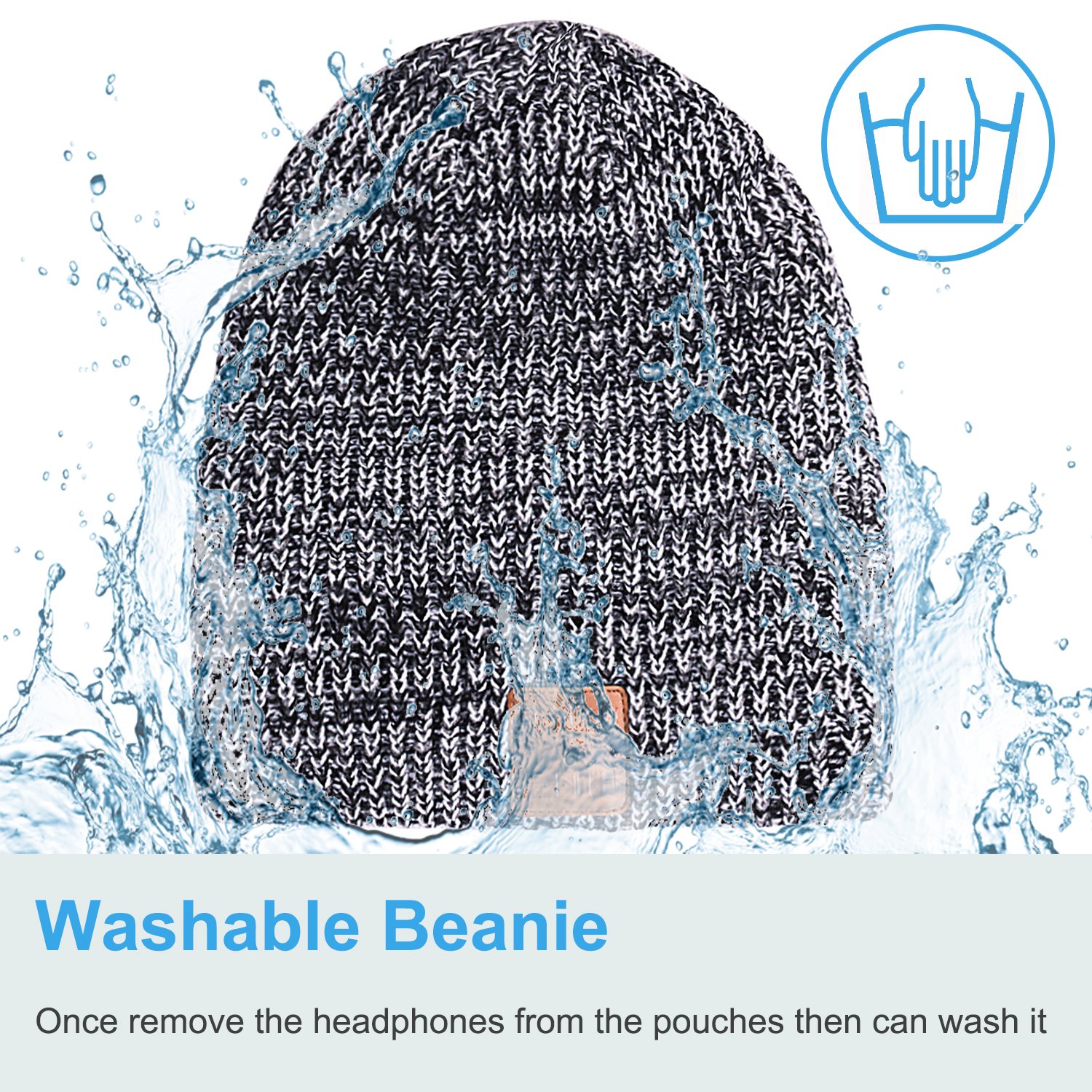 Wireless Bluetooth Beanie Hat with Built-in Headphones - Washable & Comfortable for Running, Skiing, Hiking - Perfect for Winter Outdoor Sports & Cold Weather Activities