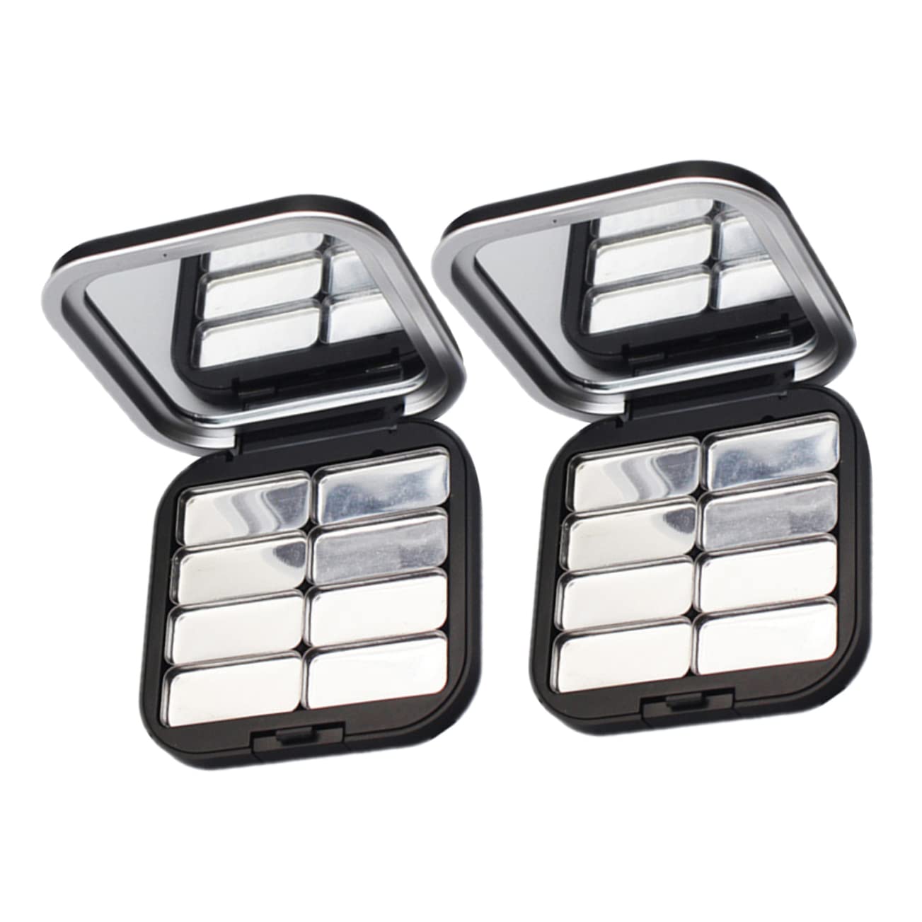 FOMIYES 2-Piece Magnetic Black Empty Eyeshadow Palette - Refillable Makeup Organizer for Travel, Professional Makeup Artists & Home Use | Portable Cosmetic Storage Case for Eyeshadows, Blush & Powder