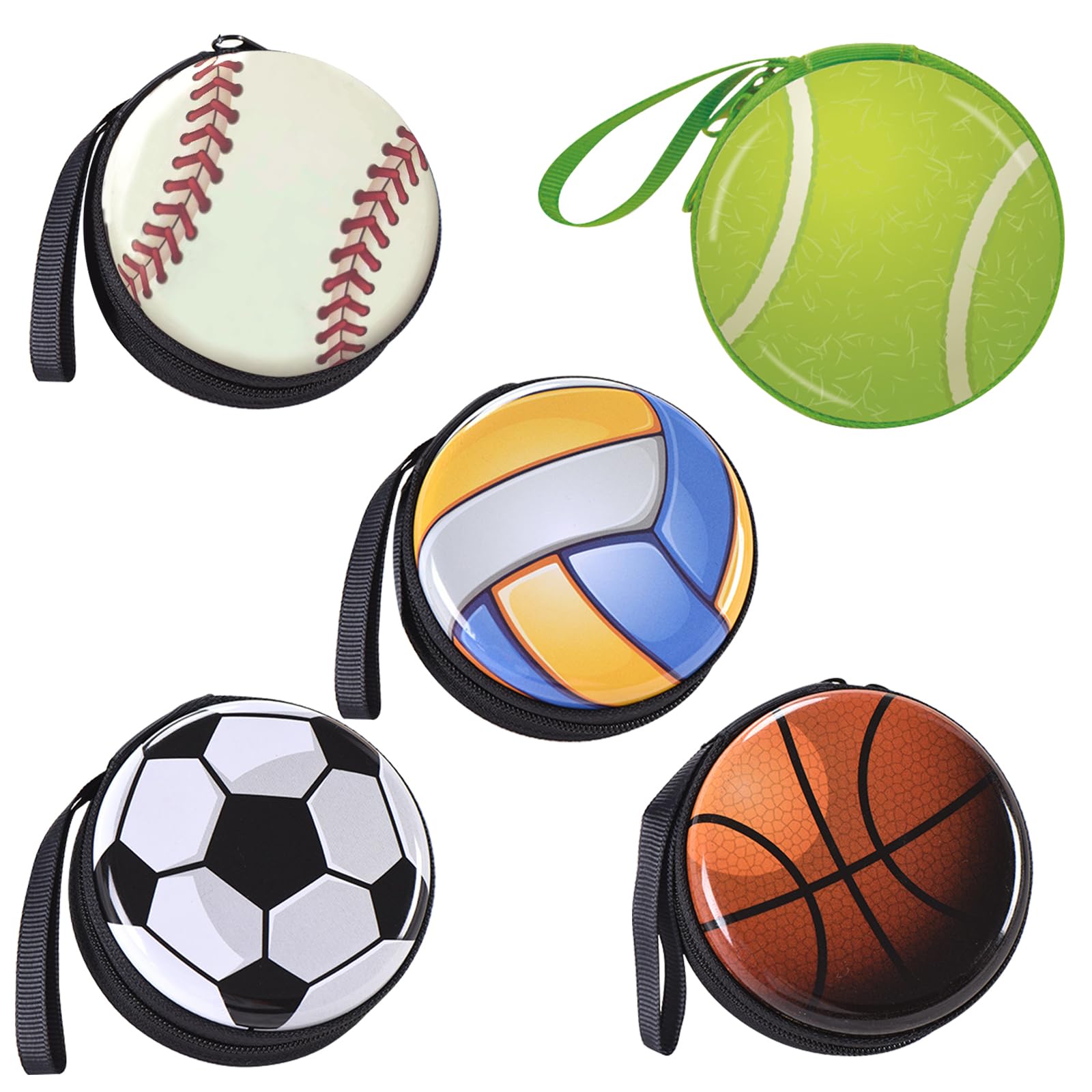 Cute Cartoon Coin Purse for Boys - 5 Pack Spherical Pattern Zipper Wallets for Credit Cards, ID, Keys & Headphones | Portable & Fun Money Organizer for Kids, Travel & Daily Use
