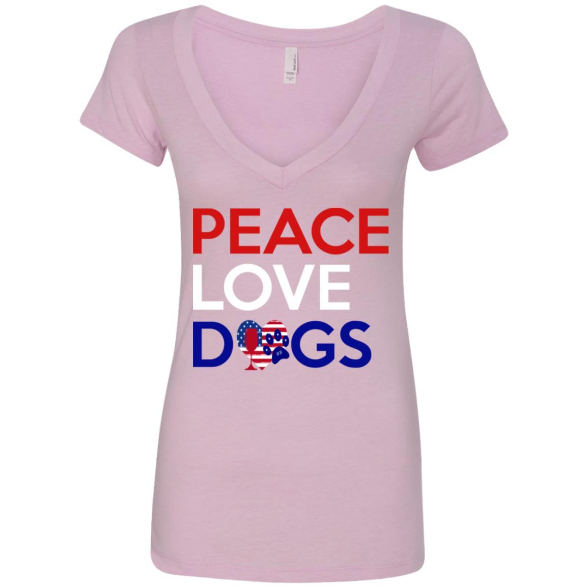 Peace Love Dogs Women's Deep V Neck T-Shirt | Trendy Casual Tee for Dog Lovers | Perfect for Outings, Gifts & Everyday Wear