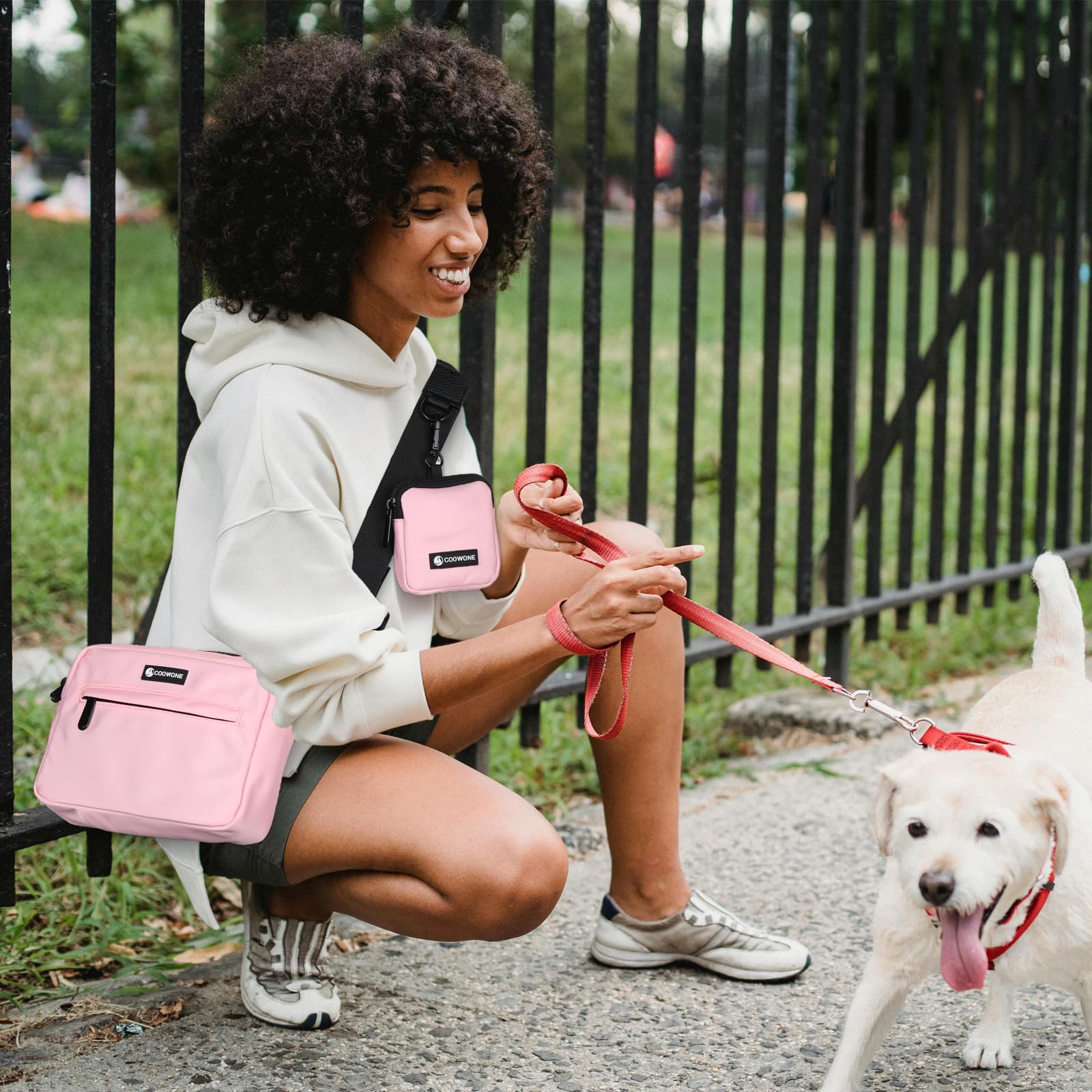 COOWONE Dog Training Treat Pouch - Hands-Free Crossbody Bag for Treats, Kibbles & Toys with Built-in Poop Bag Dispenser | Perfect for Dog Walking, Training Sessions & Outdoor Adventures | Durable Pet Food Carrier for Dog Moms & Trainers