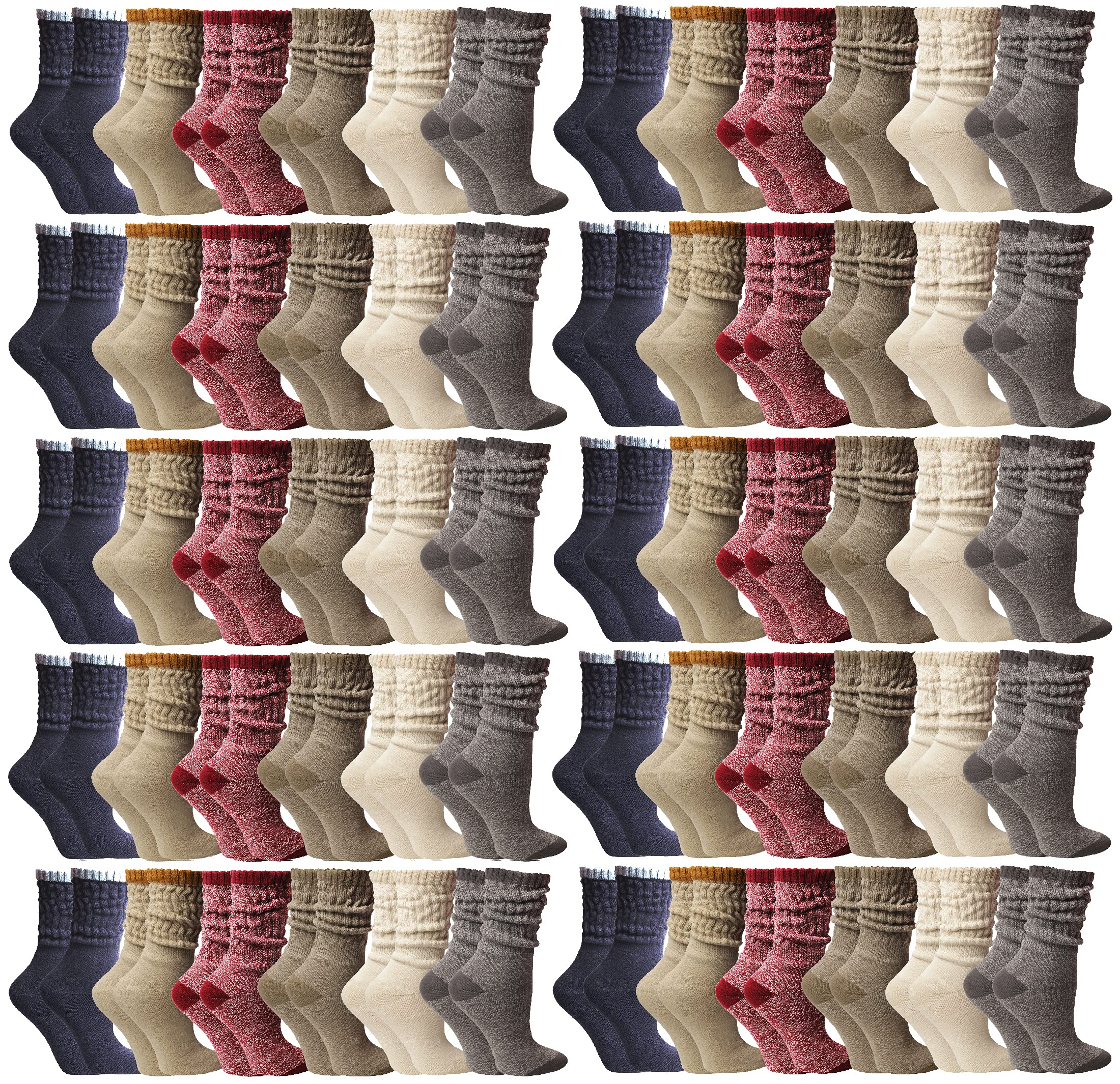 Yacht & Smith 60 Pack Women's Cotton Slouch Socks - Soft Knee High Boot Socks for Women - Perfect for Winter, Boots & Casual Wear