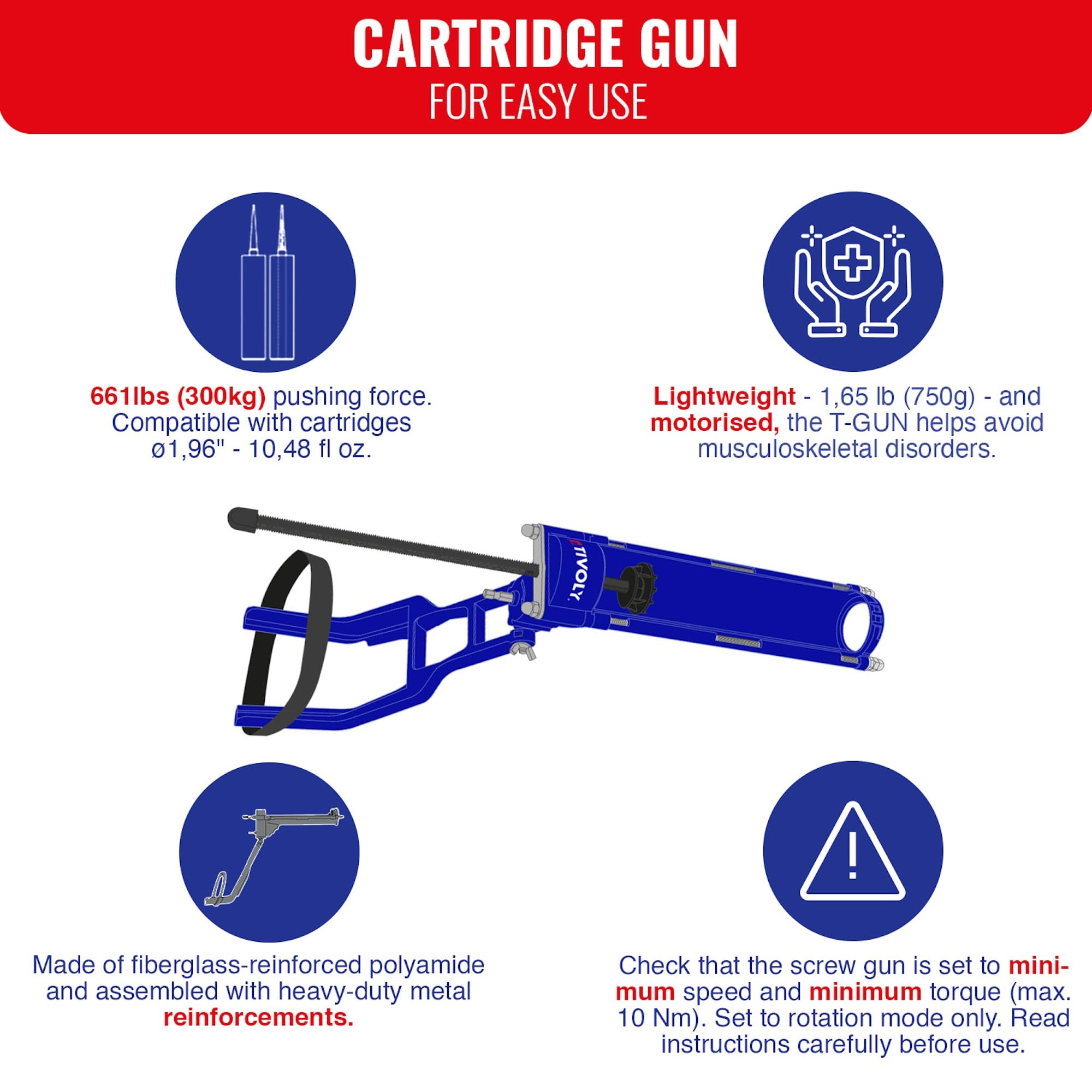 T-Gun F300 Cartridge Gun for Drills & Screw Guns - 1.96