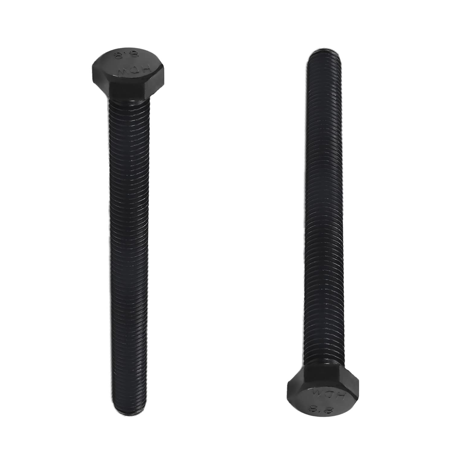 Hex Head Screws M14x150mm Carbon Steel Fully Threaded Black Fastener - 2PCS for Furniture Assembly, Machinery Repair & DIY Projects