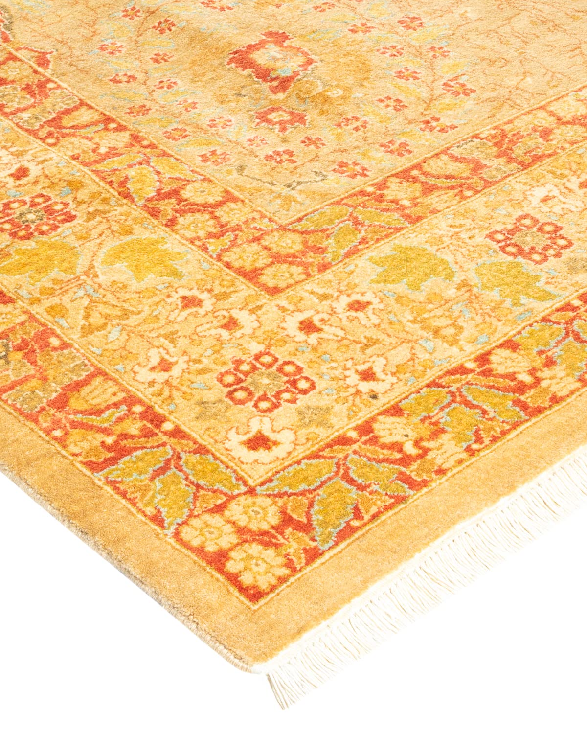 Handmade Wool Oriental Mogul Yellow 6x9 Area Rug - Traditional Hand-Knotted Design for Living Room, Bedroom & Dining Room Decor