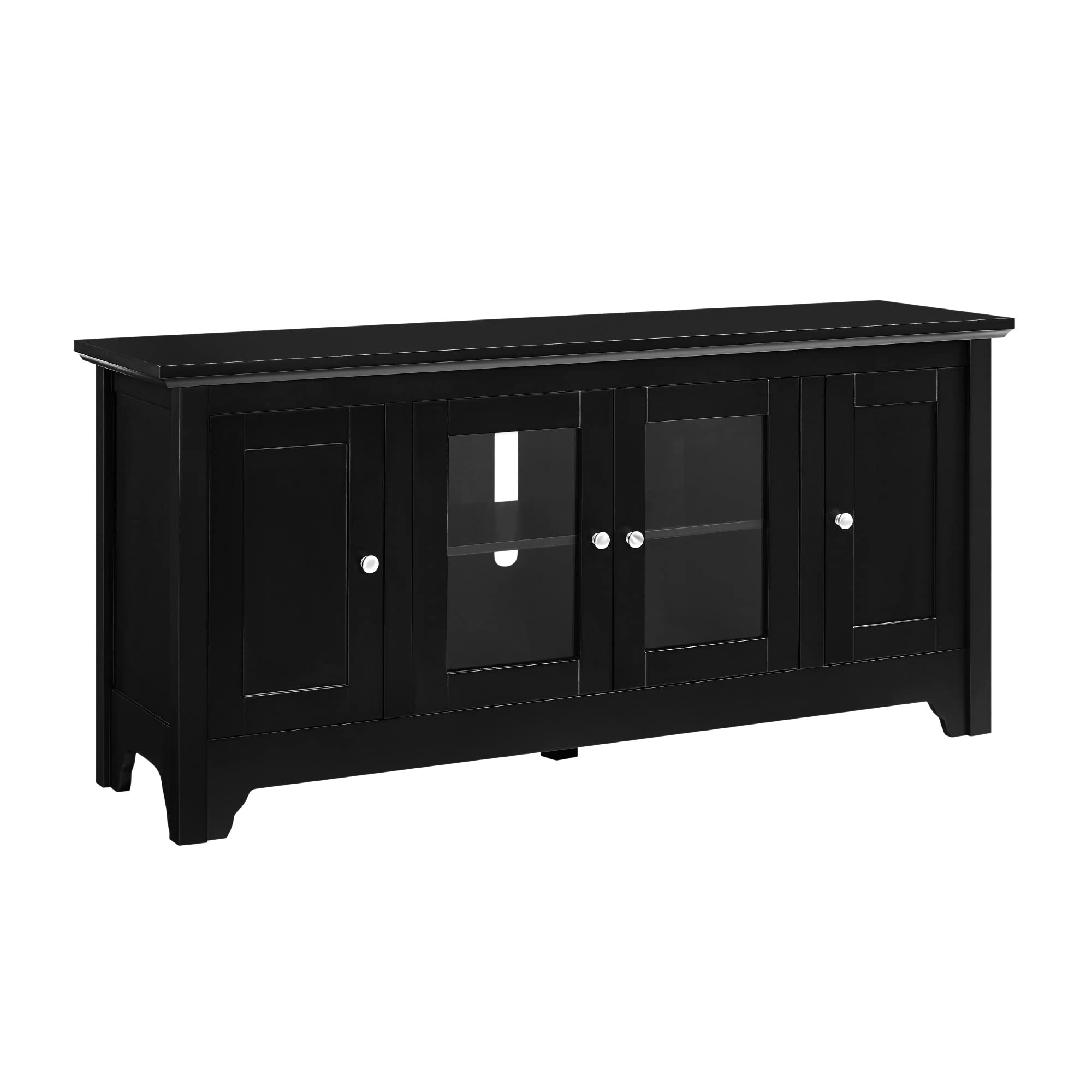 Walker Edison 52 Inch Black Universal TV Stand with Storage Cabinets for TVs up to 58