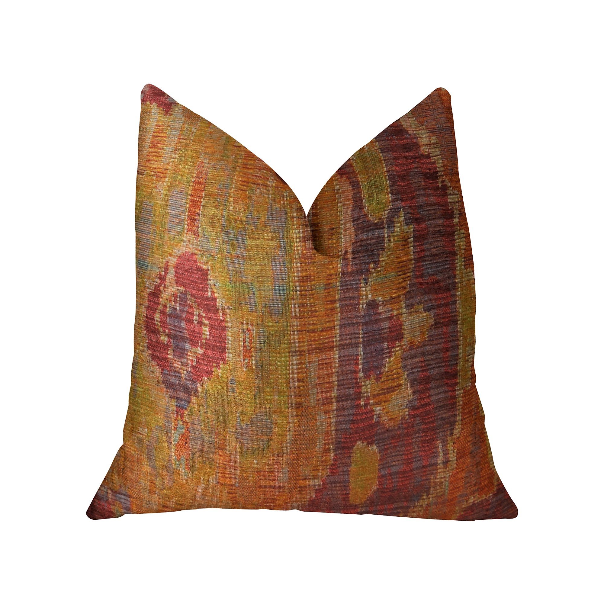 Plutus Bear Canyon Ikat Handmade Throw Pillow 20x36 Inches - Bohemian King Size Decorative Cushion Cover in Magenta Coral Blue - Perfect for Sofa, Bedroom & Living Room Decor