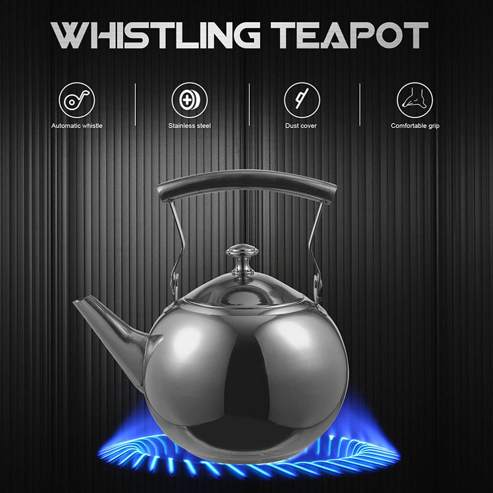 Premium 2L Stainless Steel Whistling Tea Kettle - Stovetop Safe Teapot with Built-in Strainer for Perfect Tea Brewing | Ideal for Home Kitchen, Camping & Office Use (Silver)