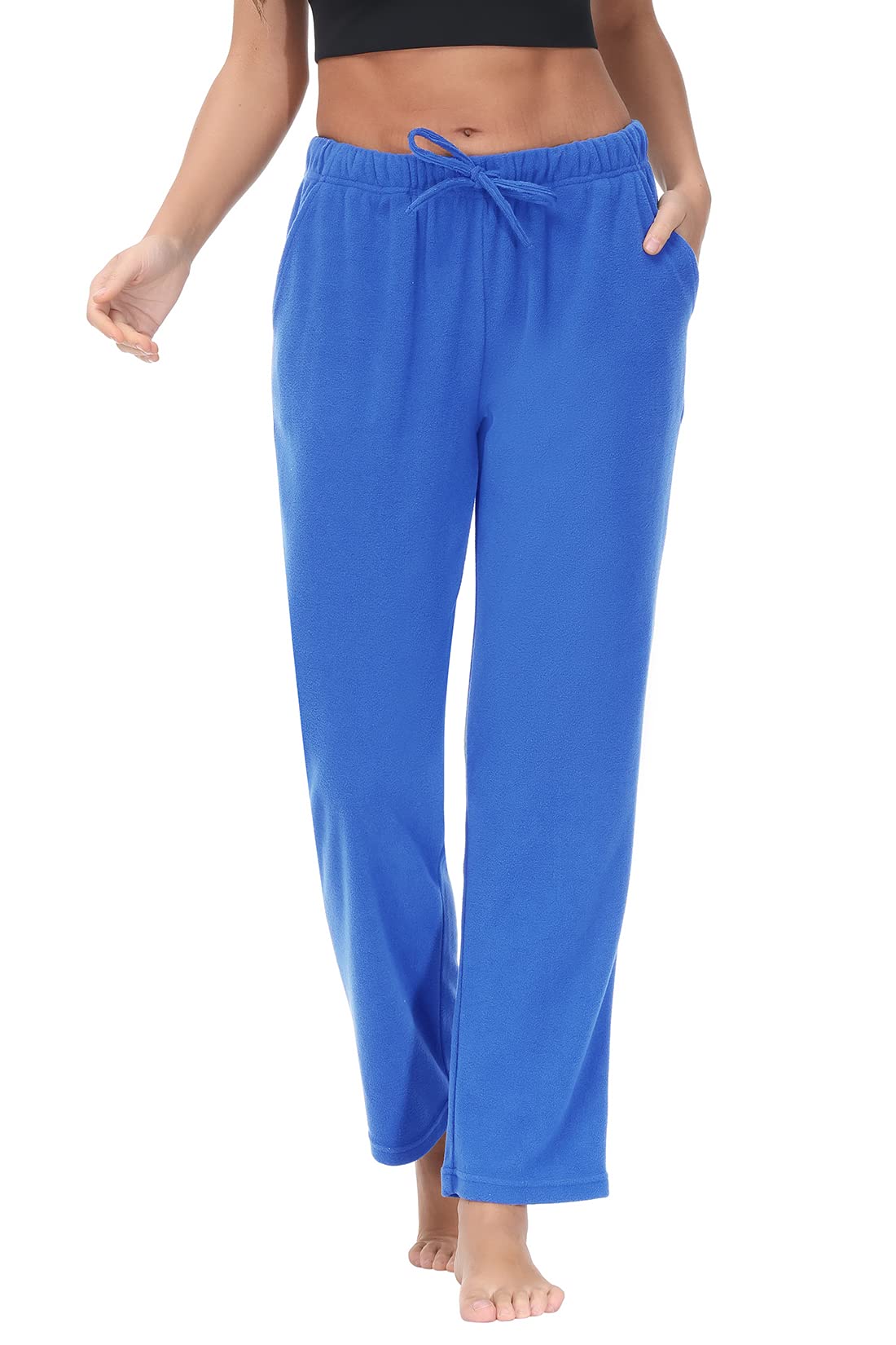 COZZIPLUS Women's Fleece Lounge Pants - Lightweight Polar Fleece Sweatpants with Pockets, Straight Leg Comfort Pajama Pants for Women | Perfect for Home, Yoga, Travel & Winter Relaxation