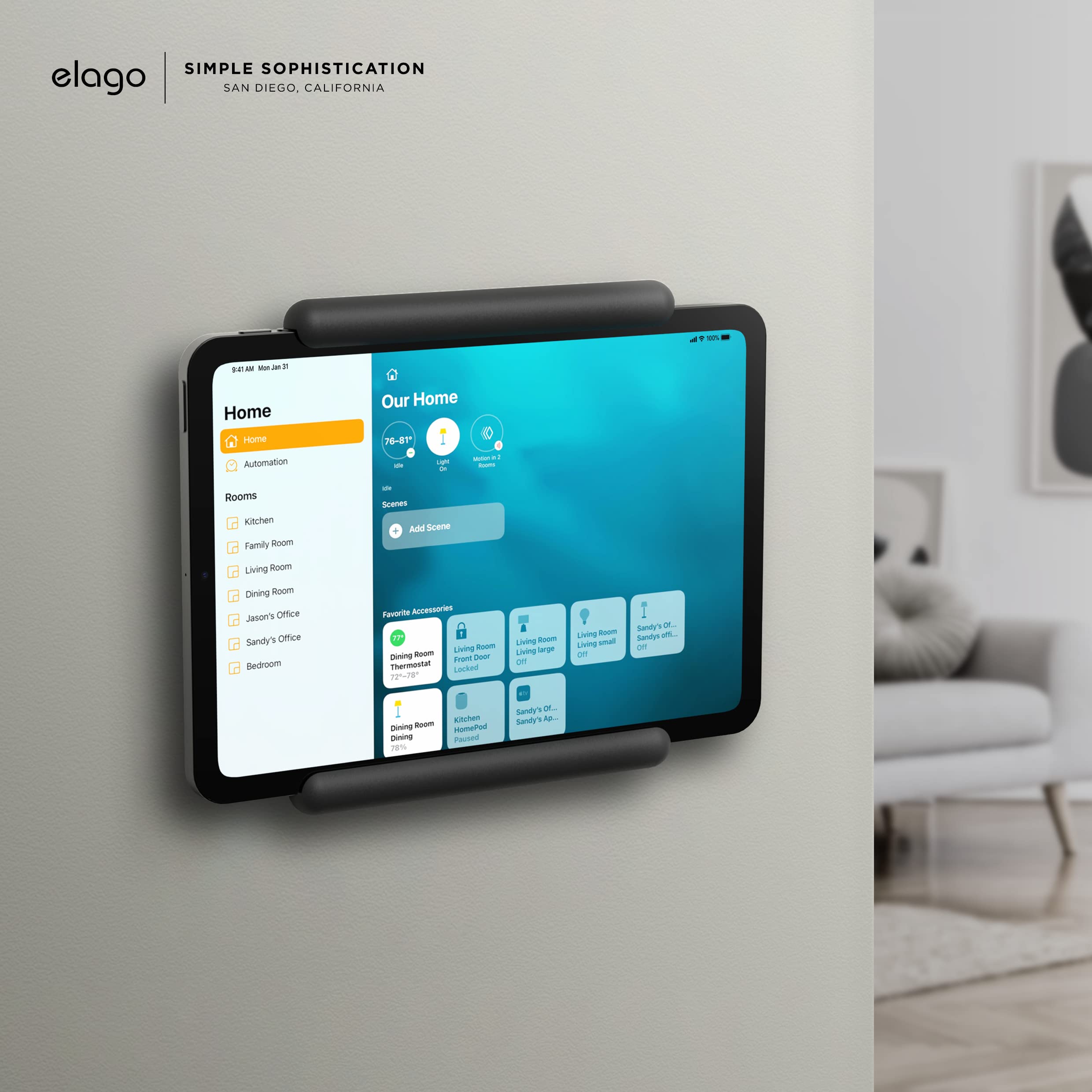elago Home Hub Mount for iPad - Wall Mount Holder Compatible with iPad Mini, Air & Pro | HomeKit Support, Easy Installation, Scratch-Free Design with Cable Management | Perfect for Smart Home Control & Wall-Mounted iPad Display