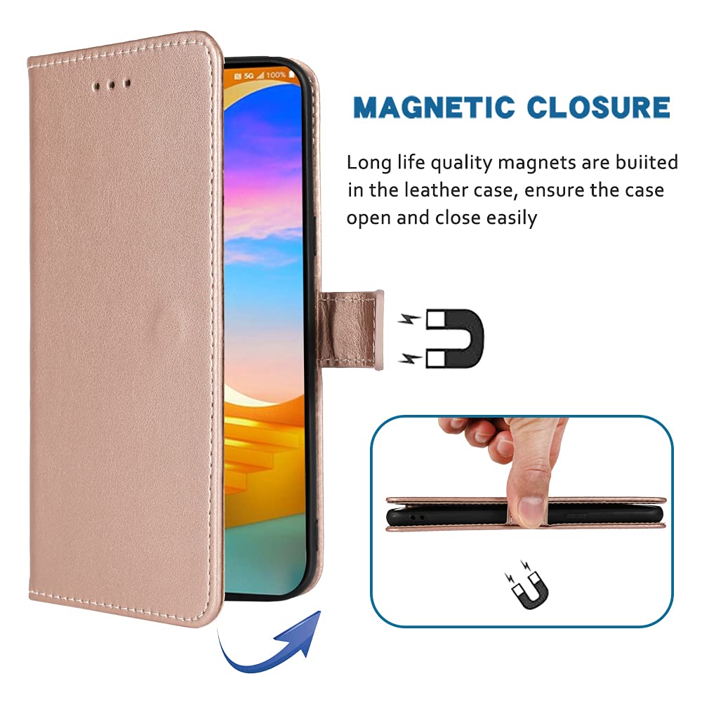 Premium Leather Wallet Case for LG Velvet 5G (LM-G900UM) - Flip Cover with Card Holder, Wrist Strap & Lanyard | Compatible with Verizon, T-Mobile & 4G Models (Rose Gold) - Perfect for Everyday Use, Travel & Hands-Free Convenience