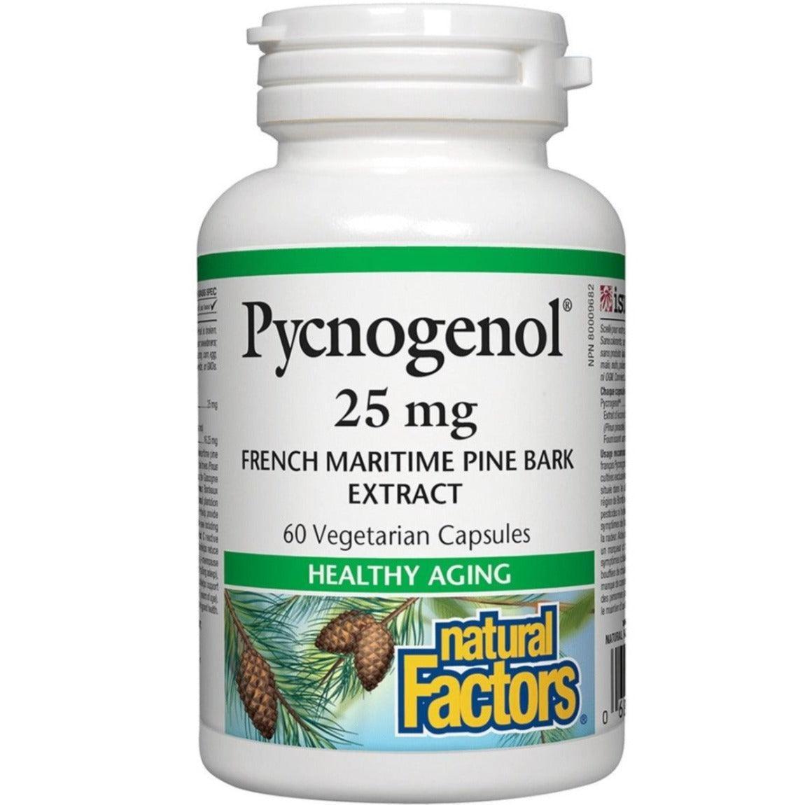 Natural Factors Pycnogenol 25mg - 60 Vegetarian Capsules for Heart Health, Circulation & Antioxidant Support - Perfect for Daily Wellness & Anti-Aging Routine