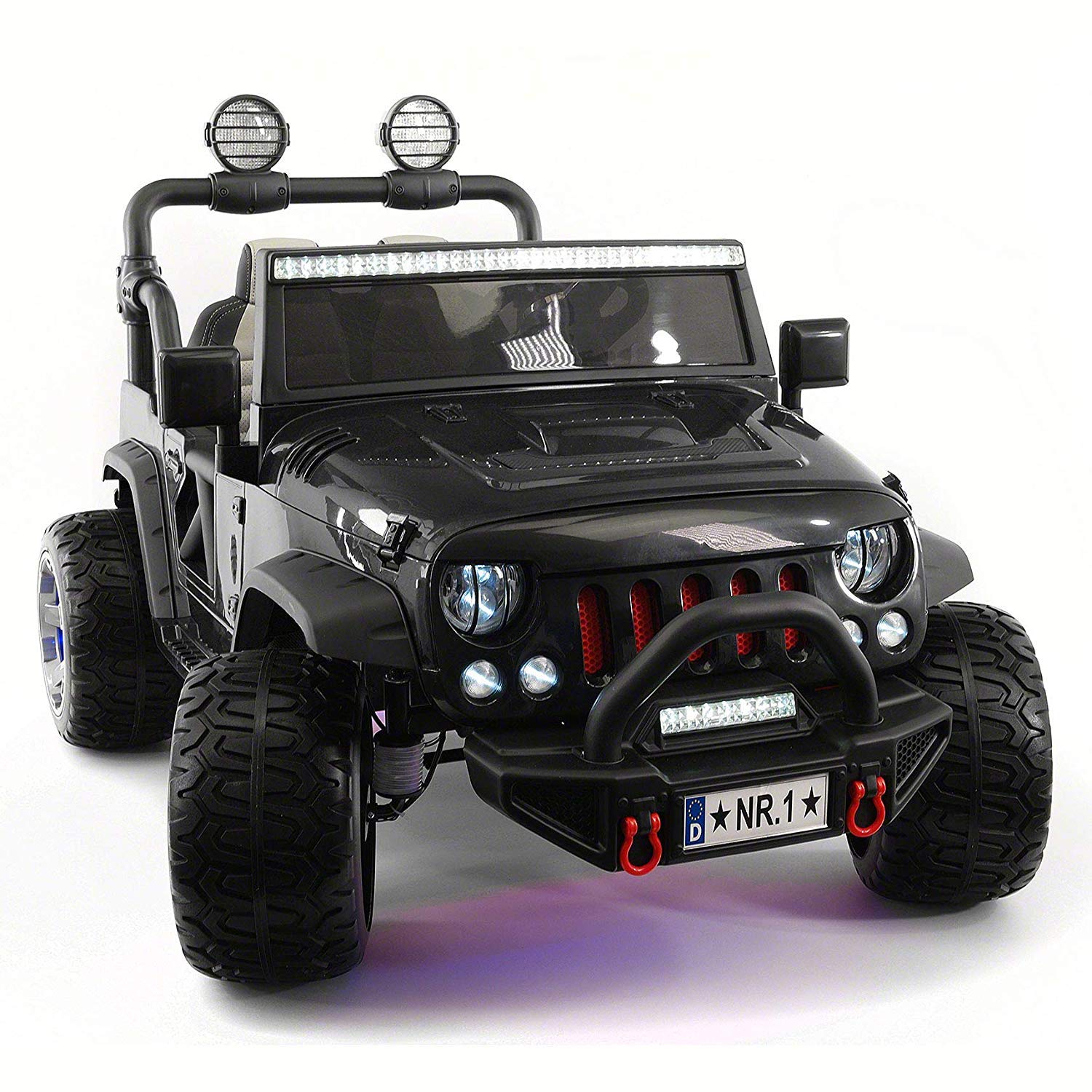 2021 12V Explorer Truck Kids Ride-On Car with LED Wheels, 2 Seater, Leather Seat, MP3 Player, FM Radio, Bluetooth, R/C Remote Control - Perfect for Outdoor Play and Birthday Gifts