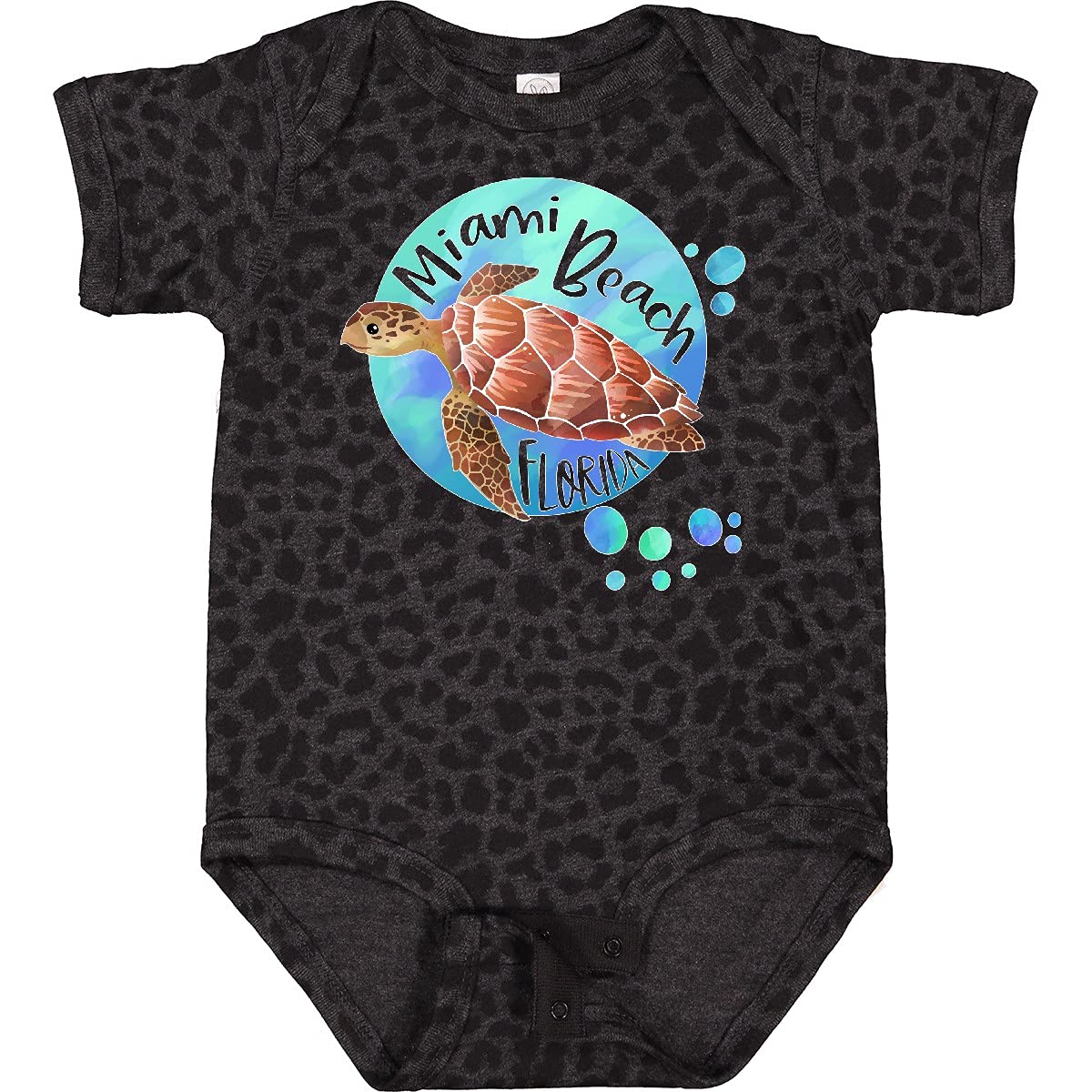 Inktastic Miami Beach Florida Swimming Sea Turtle with Bubbles Baby Bodysuit - Cute Ocean-Themed Onesie for Newborns & Infants - Perfect for Beach Vacations, Pool Parties & Summer Outfits