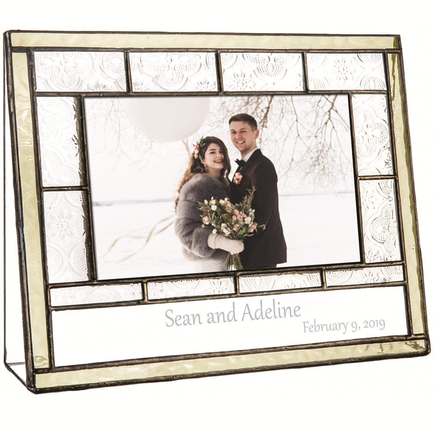 Personalized Engraved Glass Wedding Picture Frame 4x6 - Romantic Couple Gift for Anniversaries & Home Decor