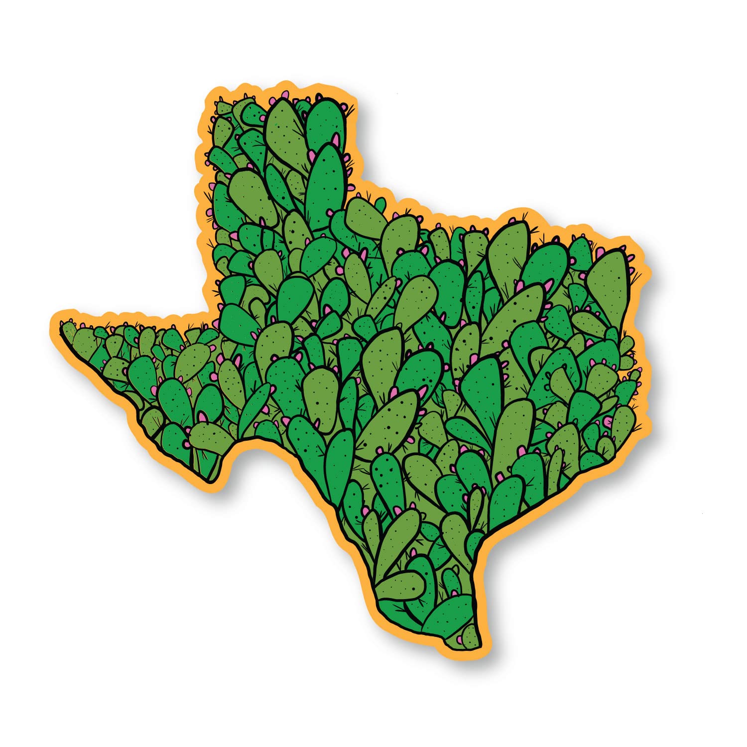 Texas Cactus Car Decals - 2 Pack Vinyl Stickers (5x5 & 3x3 inches) for Cars, Laptops, Water Bottles, Coolers - Perfect for Texas Pride, Road Trips & Western Decor
