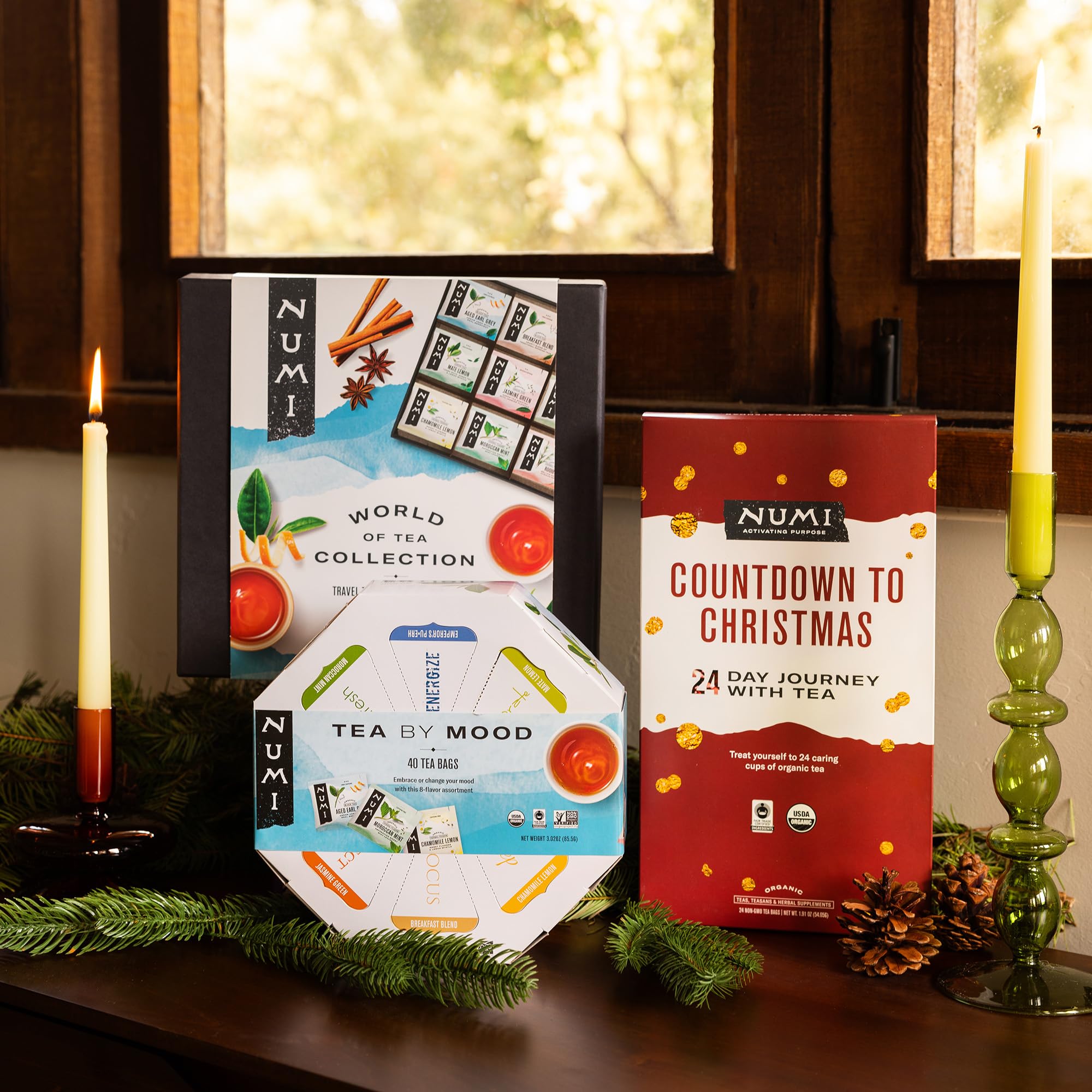 Numi Organic Tea Advent Calendar 2024 - 24 Holiday Tea Bags for Christmas Countdown | Premium Organic Herbal & Black Tea Gift Set | Perfect for Holiday Gifting, Cozy Winter Nights & Festive Celebrations