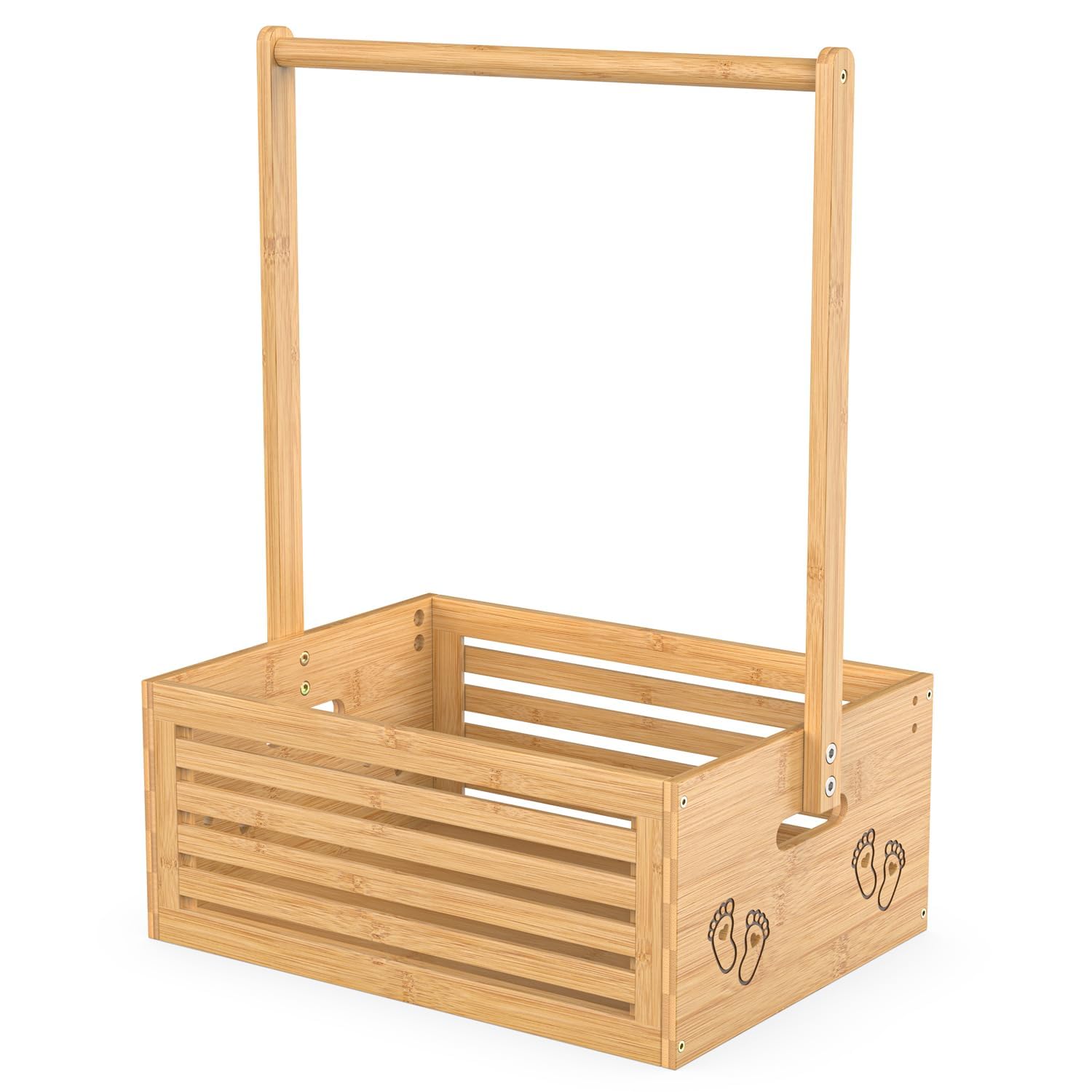 Baby Shower Gift Basket with Handle - Bamboo Storage Hamper & Welcome Crate for Newborn Boys Girls - Perfect Pregnancy Gift for New Parents (Natural) - Ideal for Baby Showers, Nursery Storage & New Parent Gifts