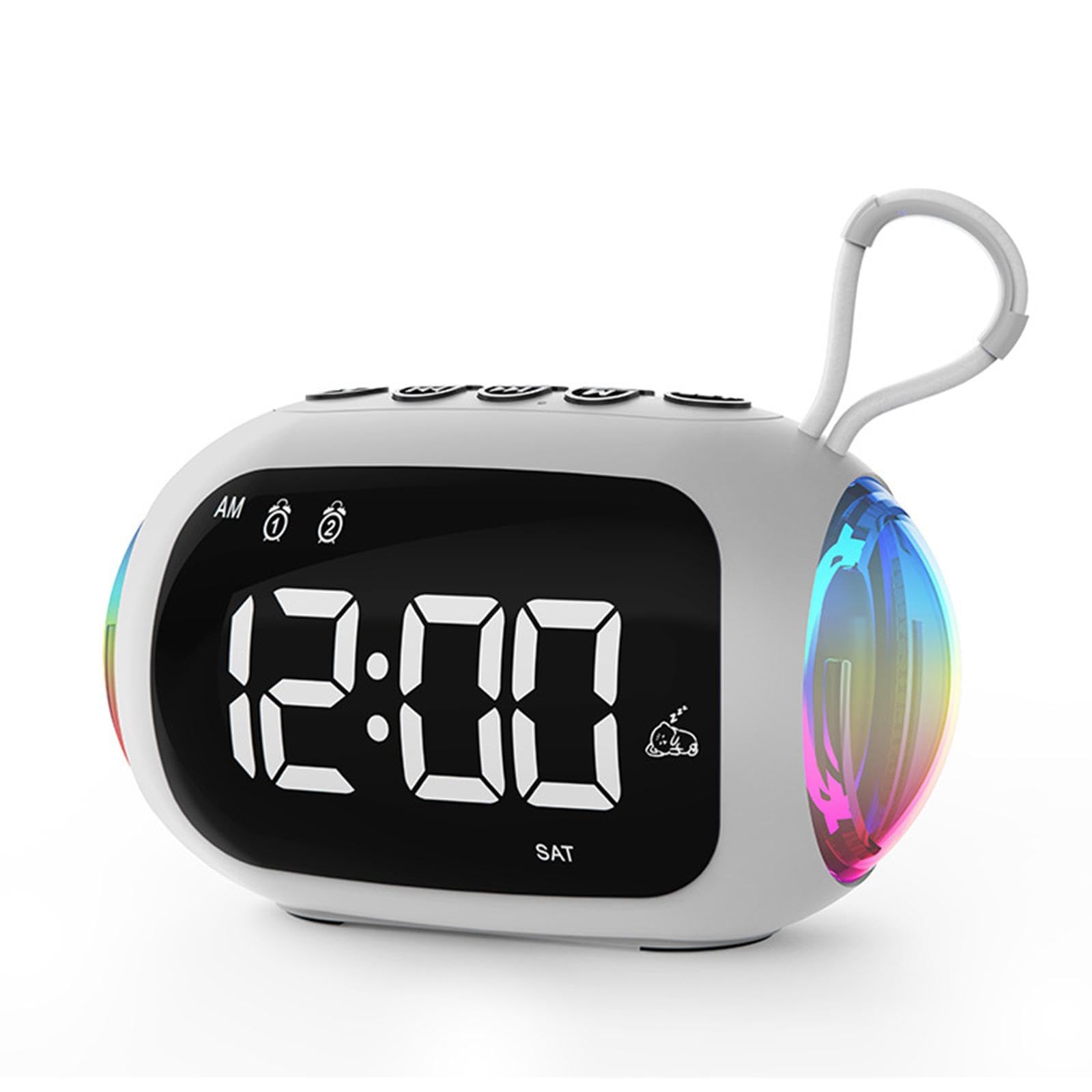 Fityle Digital Alarm Clock with LED Display, FM Radio & Speaker - White Nightstand Clock for Bedroom, Office, and Home Decor | Perfect for Nightstands, Desks, and Countertops