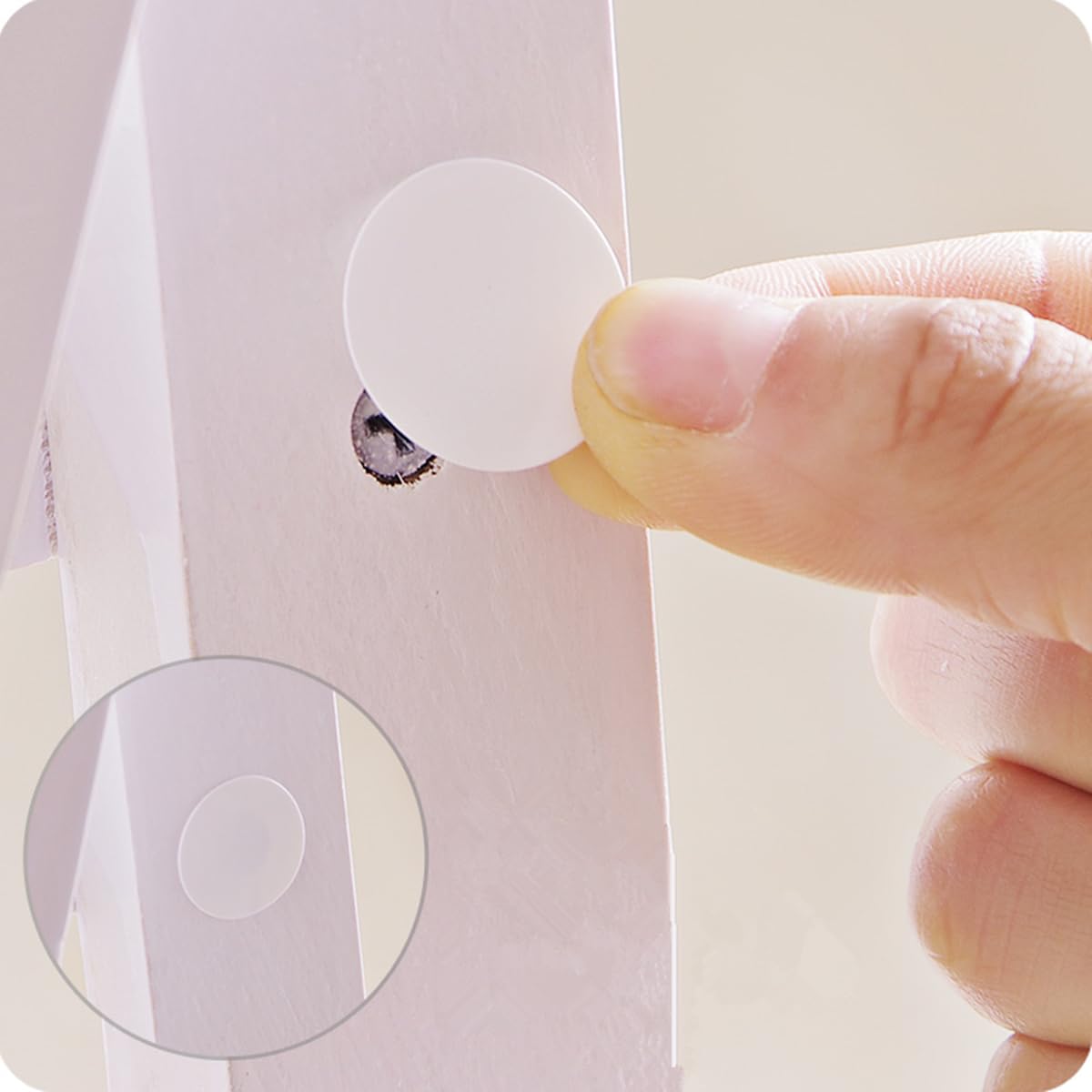 742 Pcs Screw Hole Stickers - 3 Sizes (0.82in) White PVC Self-Adhesive Dustproof Caps for Wood Furniture, Cabinet, Wall, Desk, Chair, Bookcase & Shelf - Perfect for Home Office & DIY Projects